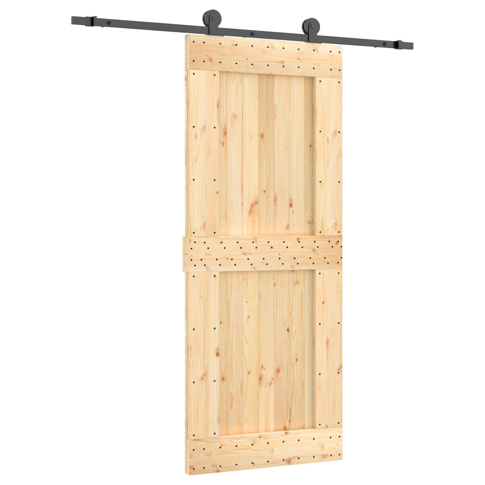 vidaXL Drzwi przesuwne Naturalny i czarny 85 x 210 cm