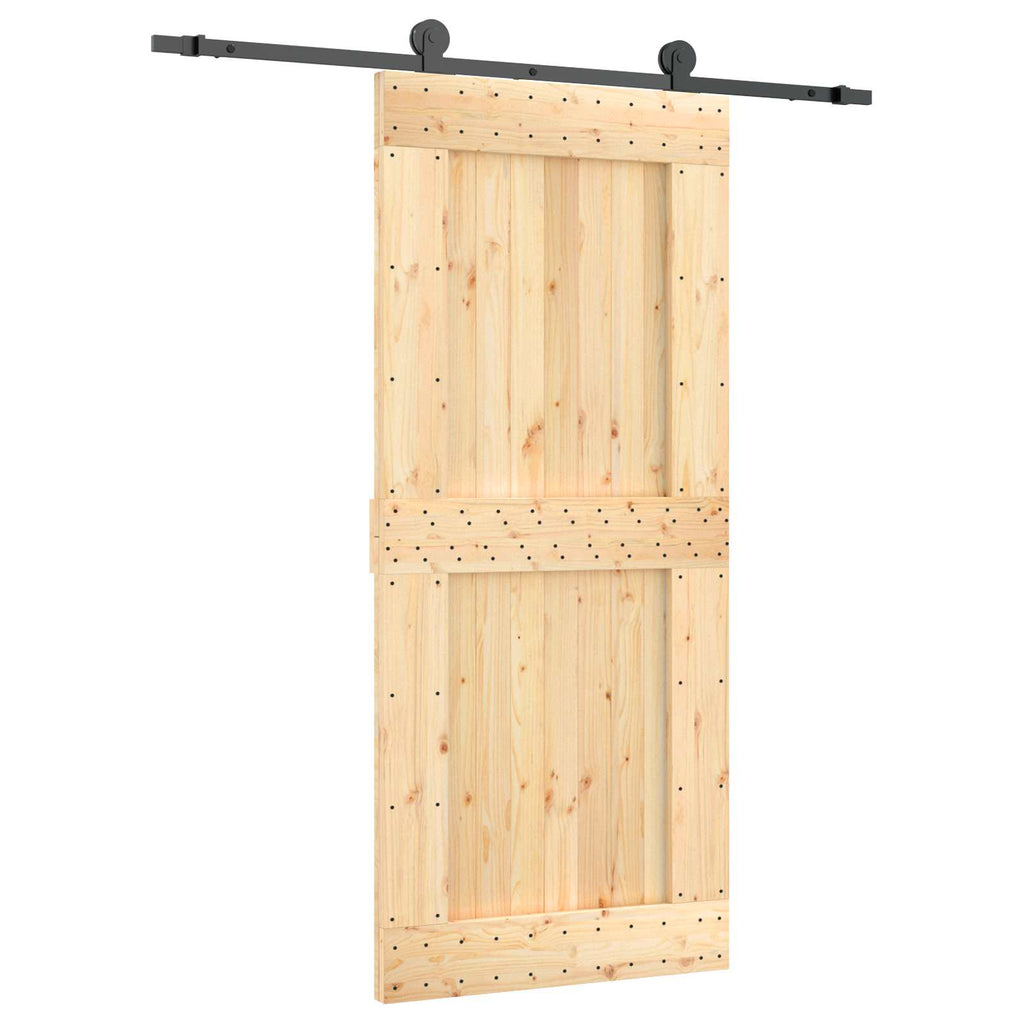 vidaXL Drzwi przesuwne Naturalny i czarny 90 x 210 cm