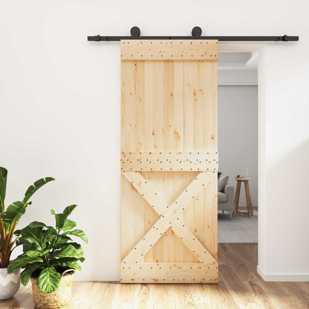 vidaXL Drzwi przesuwne Naturalny i czarny 85 x 210 cm