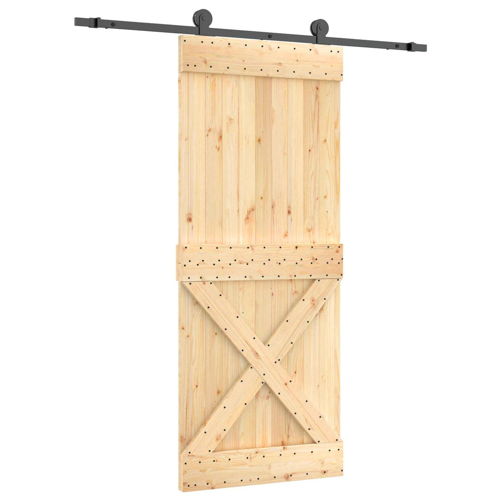 vidaXL Drzwi przesuwne Naturalny i czarny 85 x 210 cm
