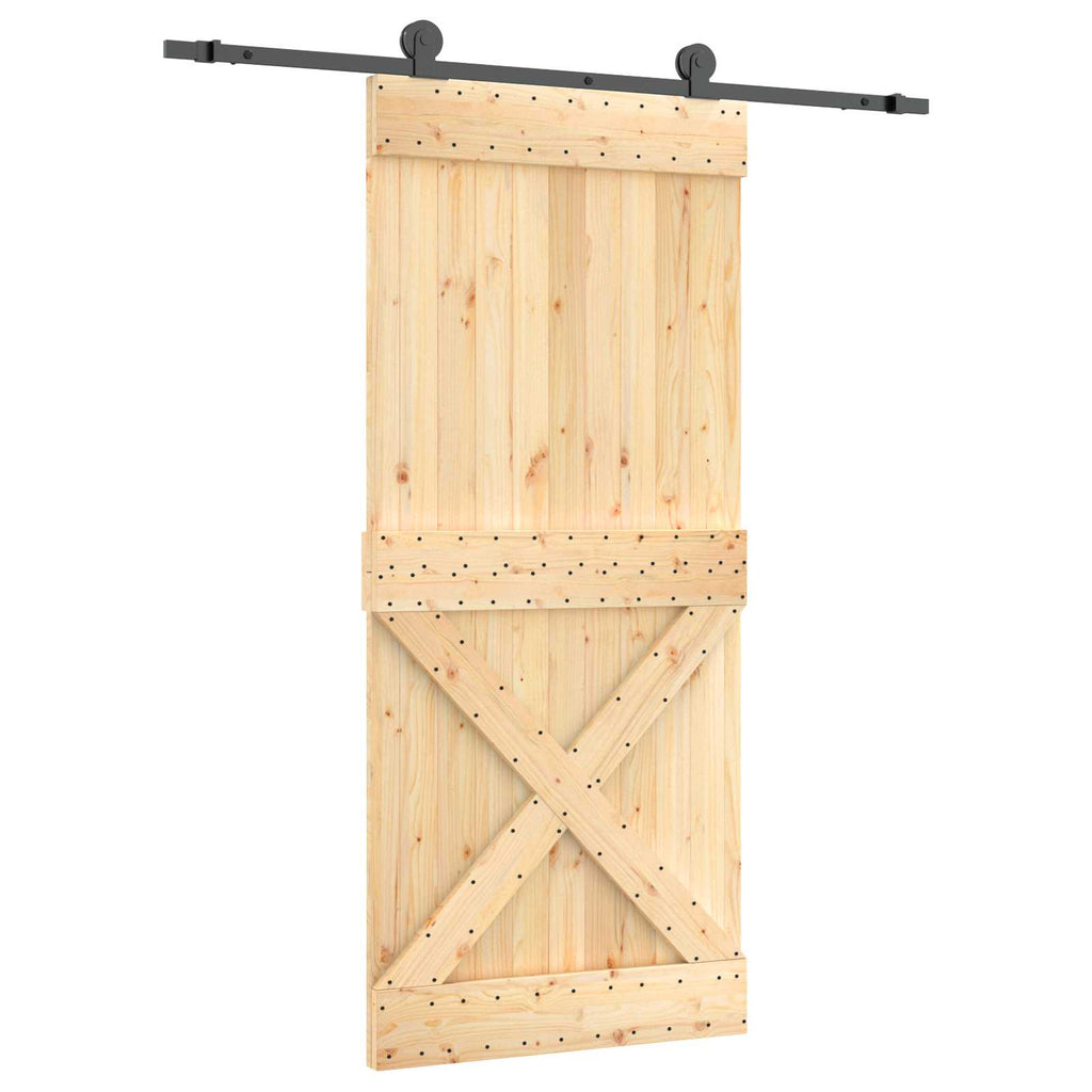 vidaXL Drzwi przesuwne Naturalny i czarny 90 x 210 cm