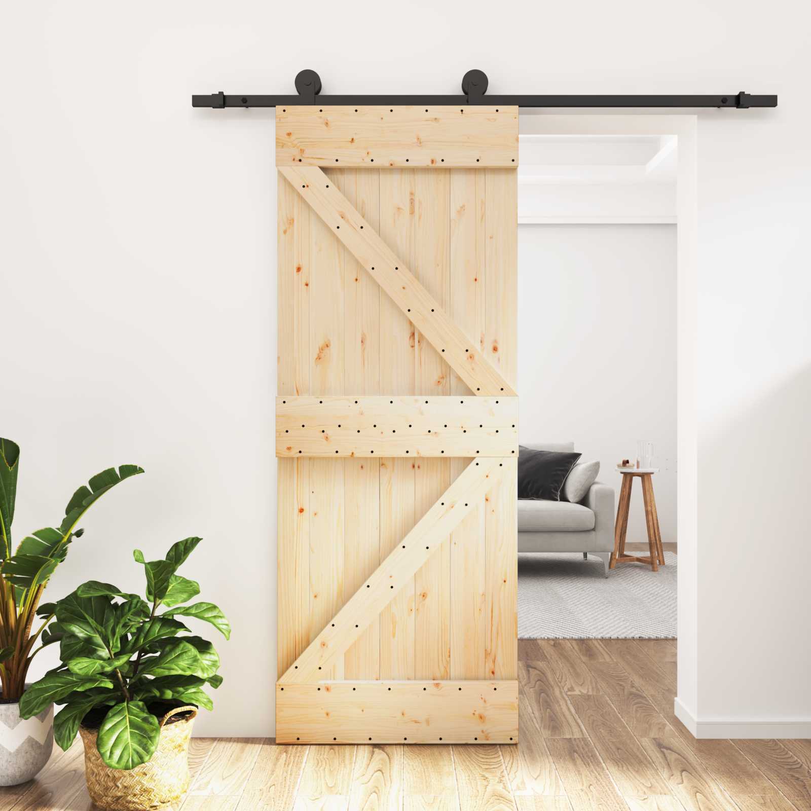 vidaXL Drzwi przesuwne Naturalny i czarny 70 x 210 cm