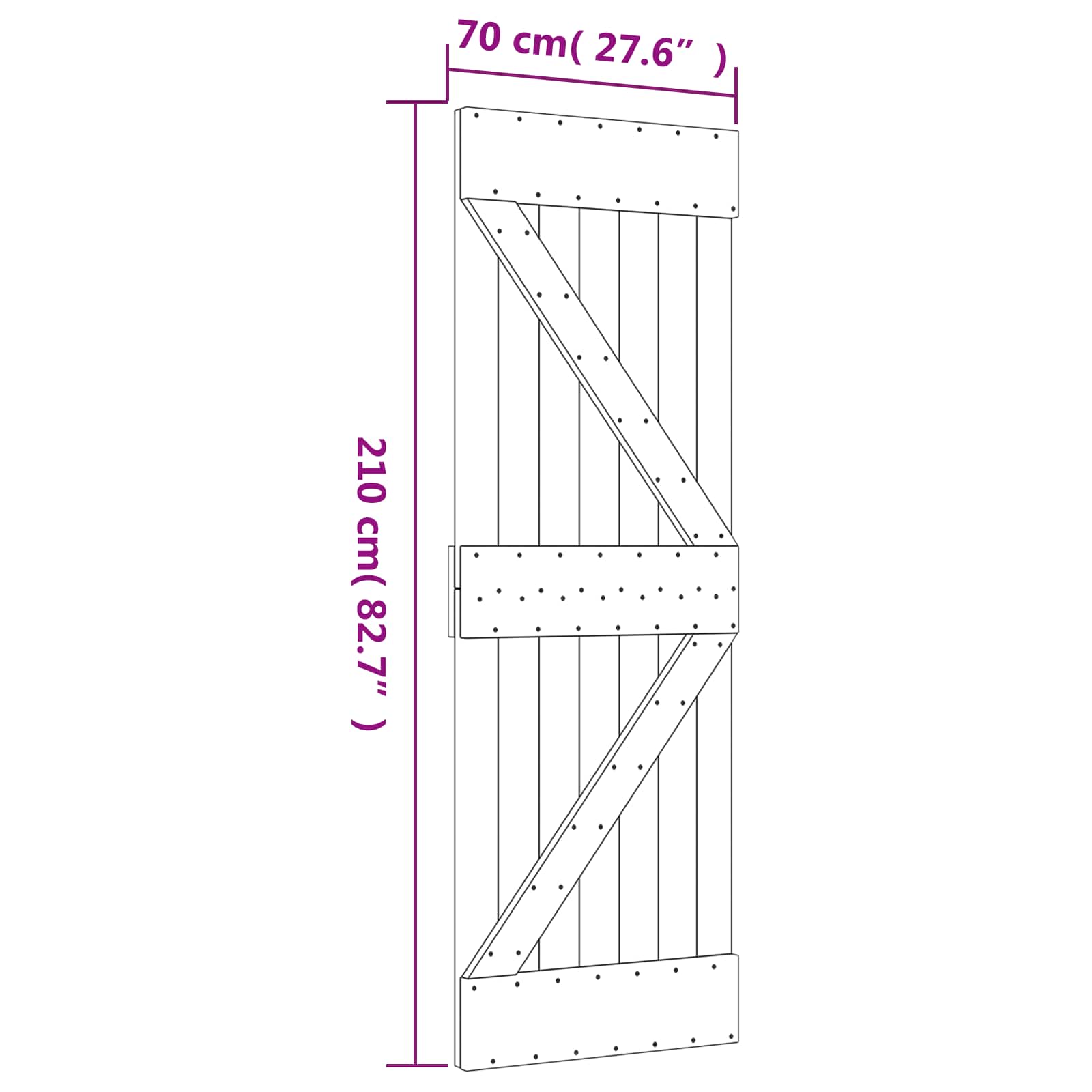 vidaXL Drzwi przesuwne Naturalny i czarny 70 x 210 cm