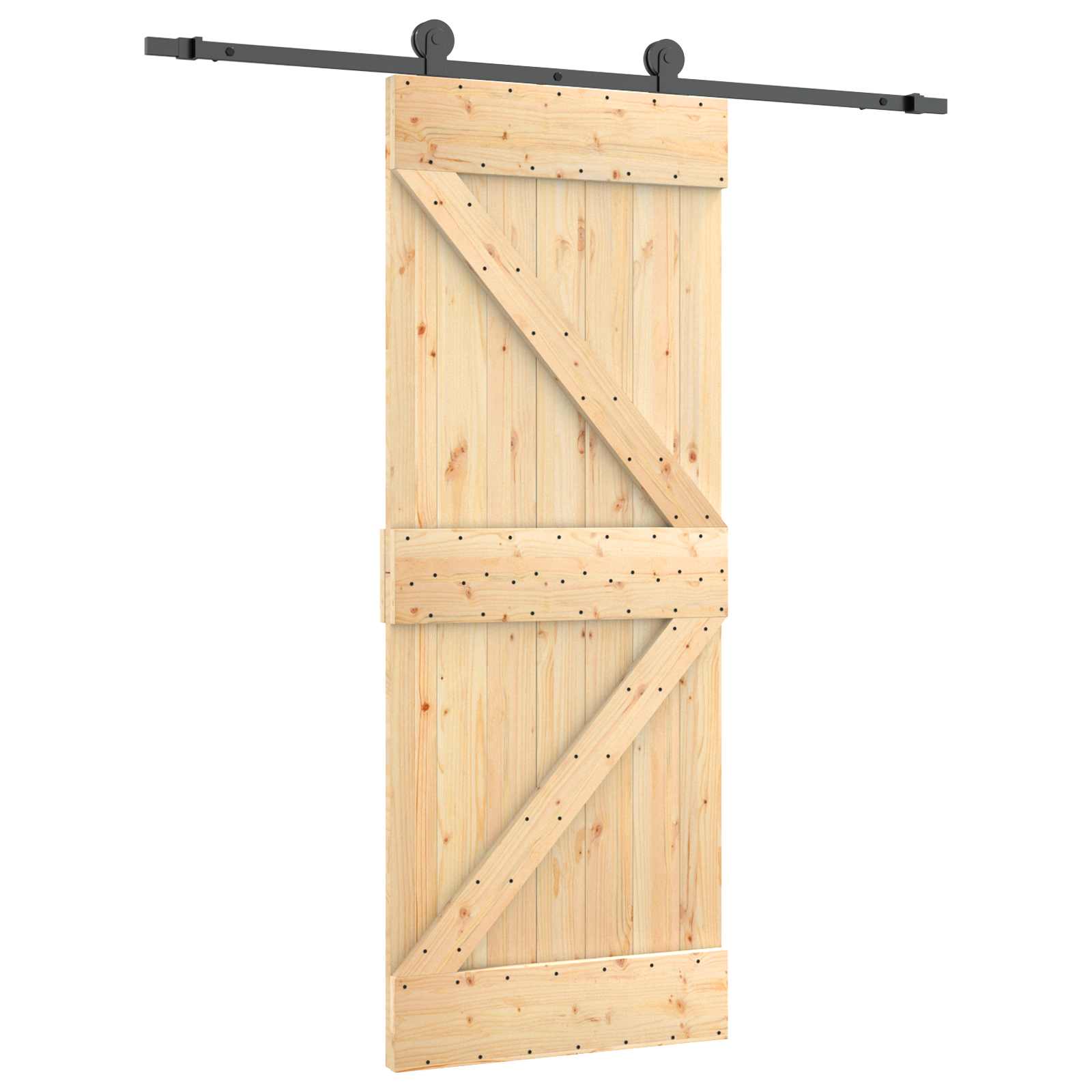 vidaXL Drzwi przesuwne Naturalny i czarny 85 x 210 cm
