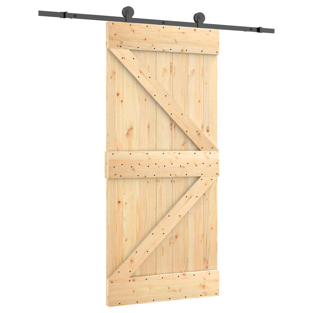 vidaXL Drzwi przesuwne Naturalny i czarny 95 x 210 cm