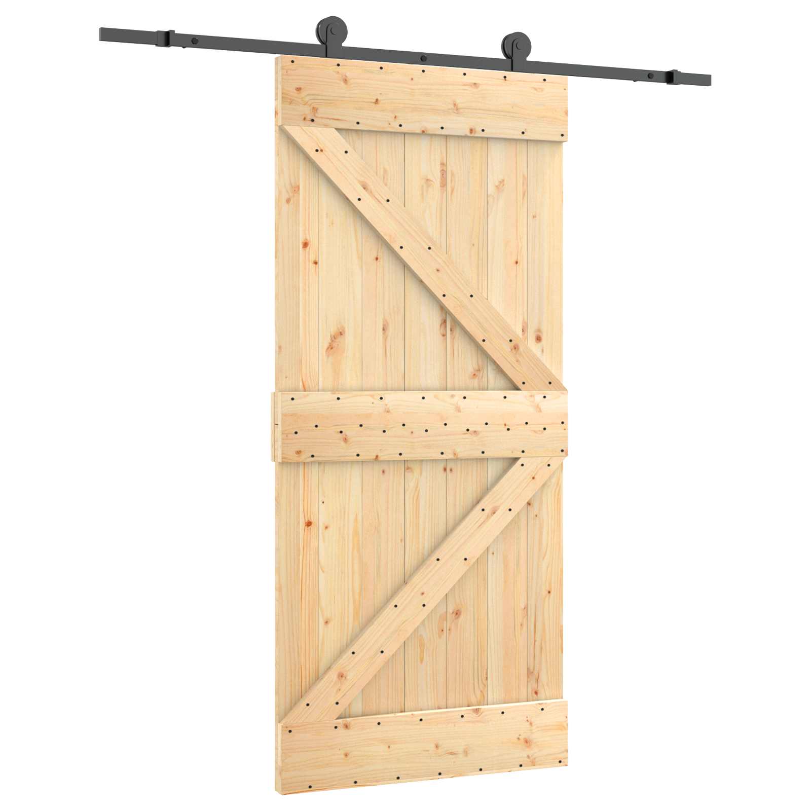 vidaXL Drzwi przesuwne Naturalny i czarny 95 x 210 cm