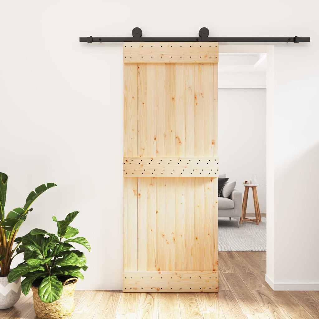 vidaXL Drzwi przesuwne Naturalny i czarny 80 x 210 cm