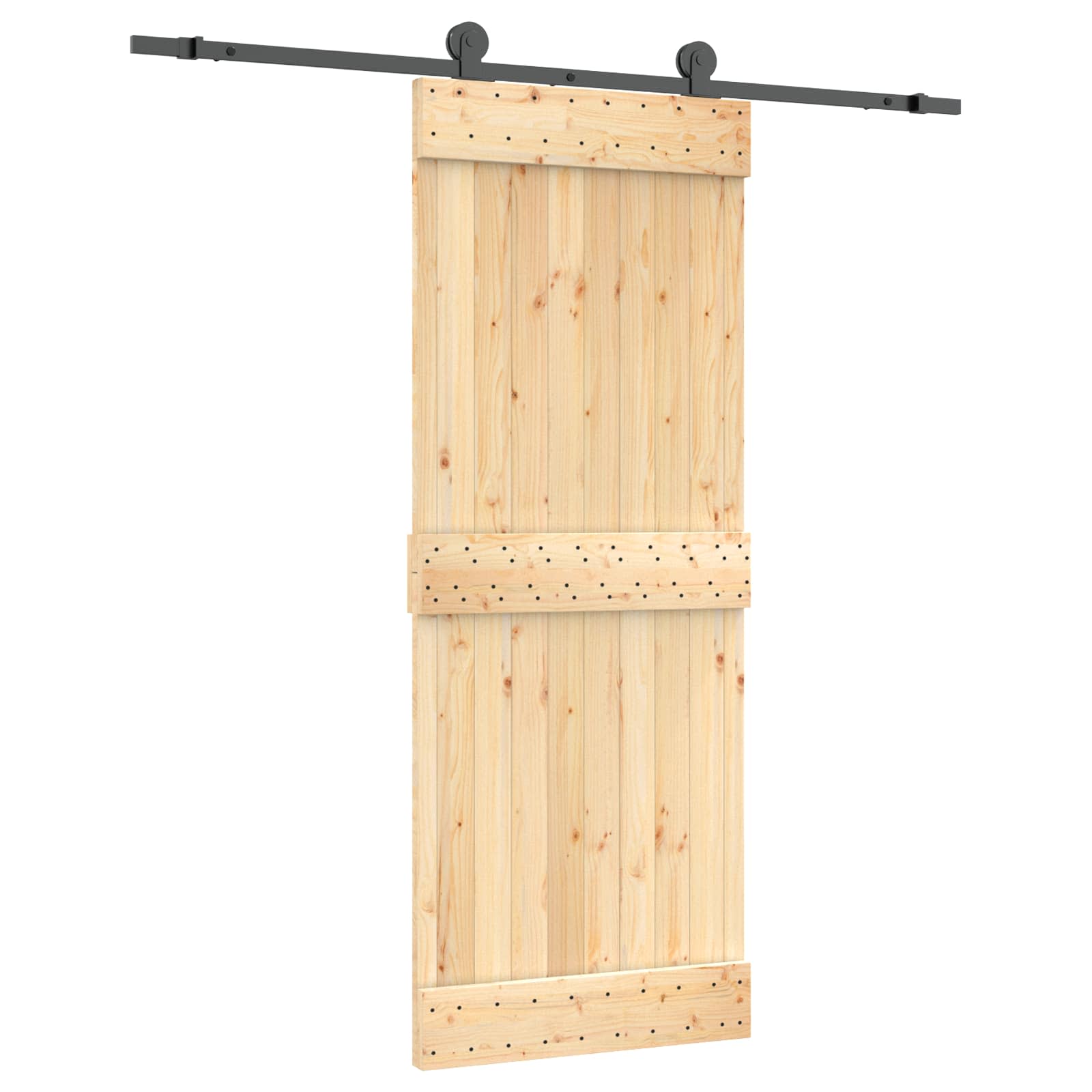 vidaXL Drzwi przesuwne Naturalny i czarny 80 x 210 cm