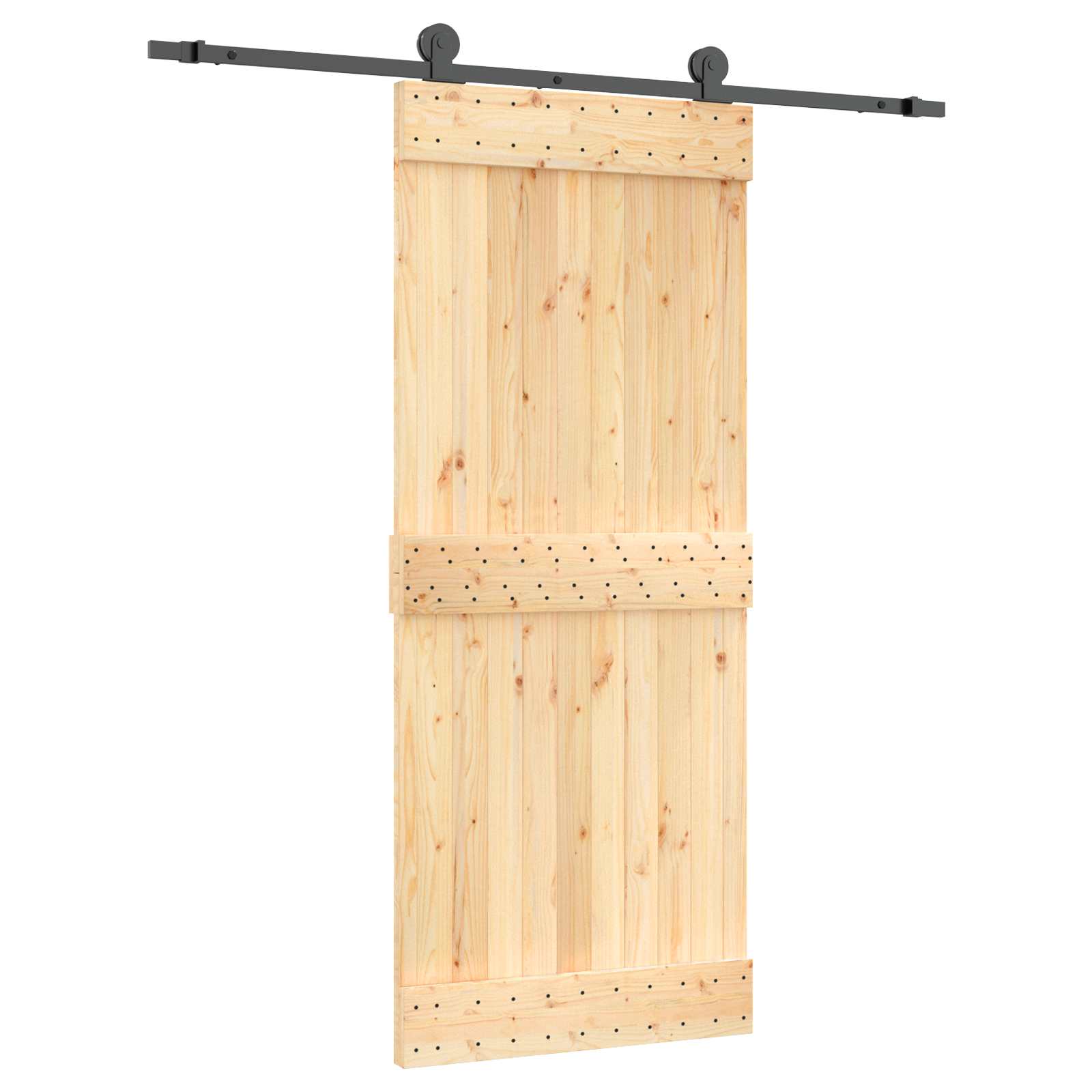 vidaXL Drzwi przesuwne Naturalny i czarny 85 x 210 cm