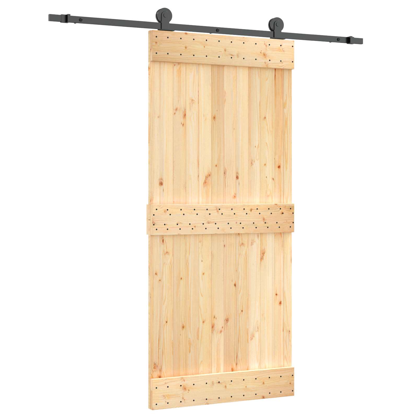vidaXL Drzwi przesuwne Naturalny i czarny 90 x 210 cm