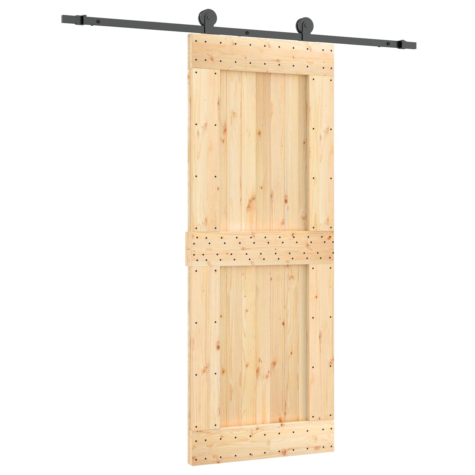 vidaXL Drzwi przesuwne Naturalny i czarny 80 x 210 cm