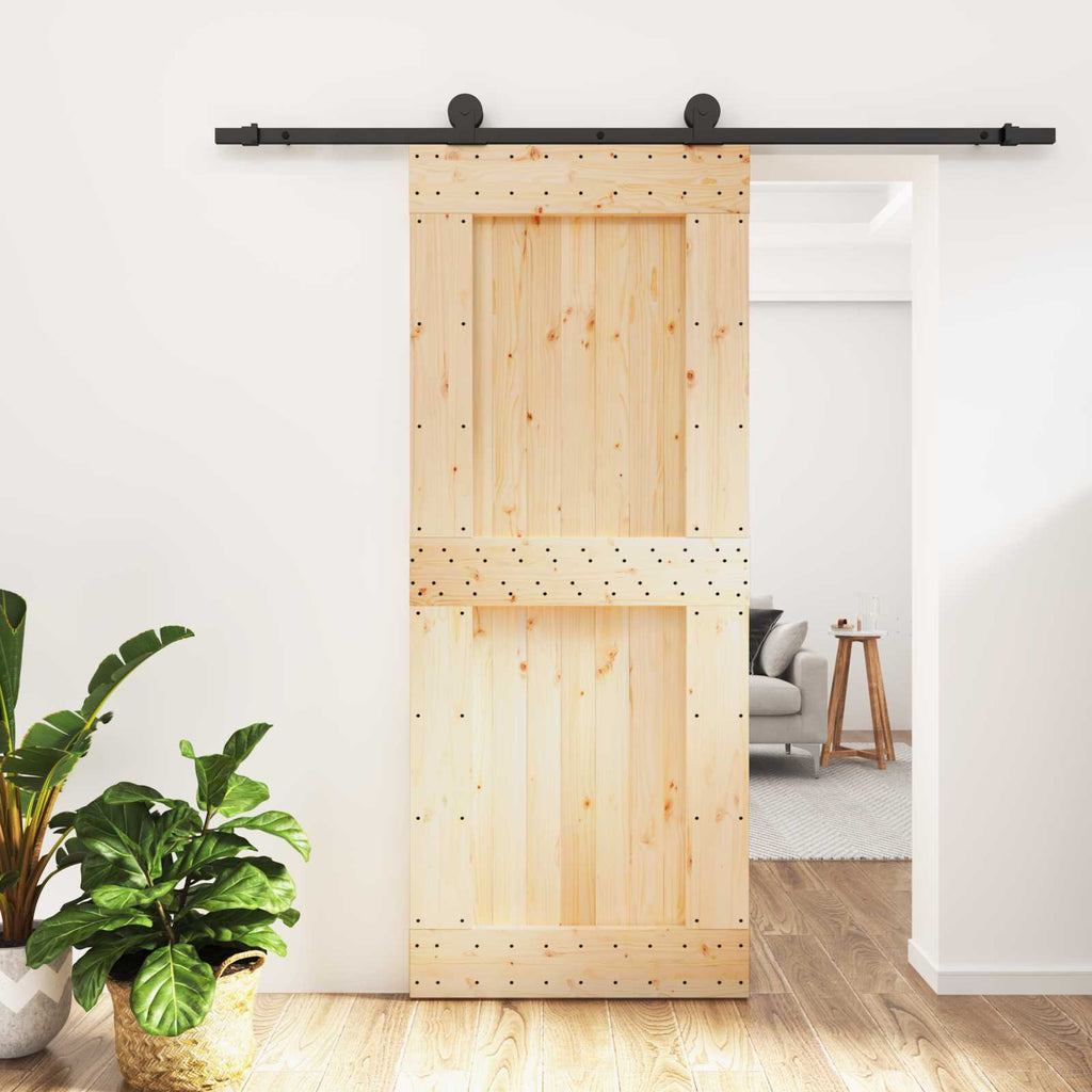 vidaXL Drzwi przesuwne Naturalny i czarny 85 x 210 cm