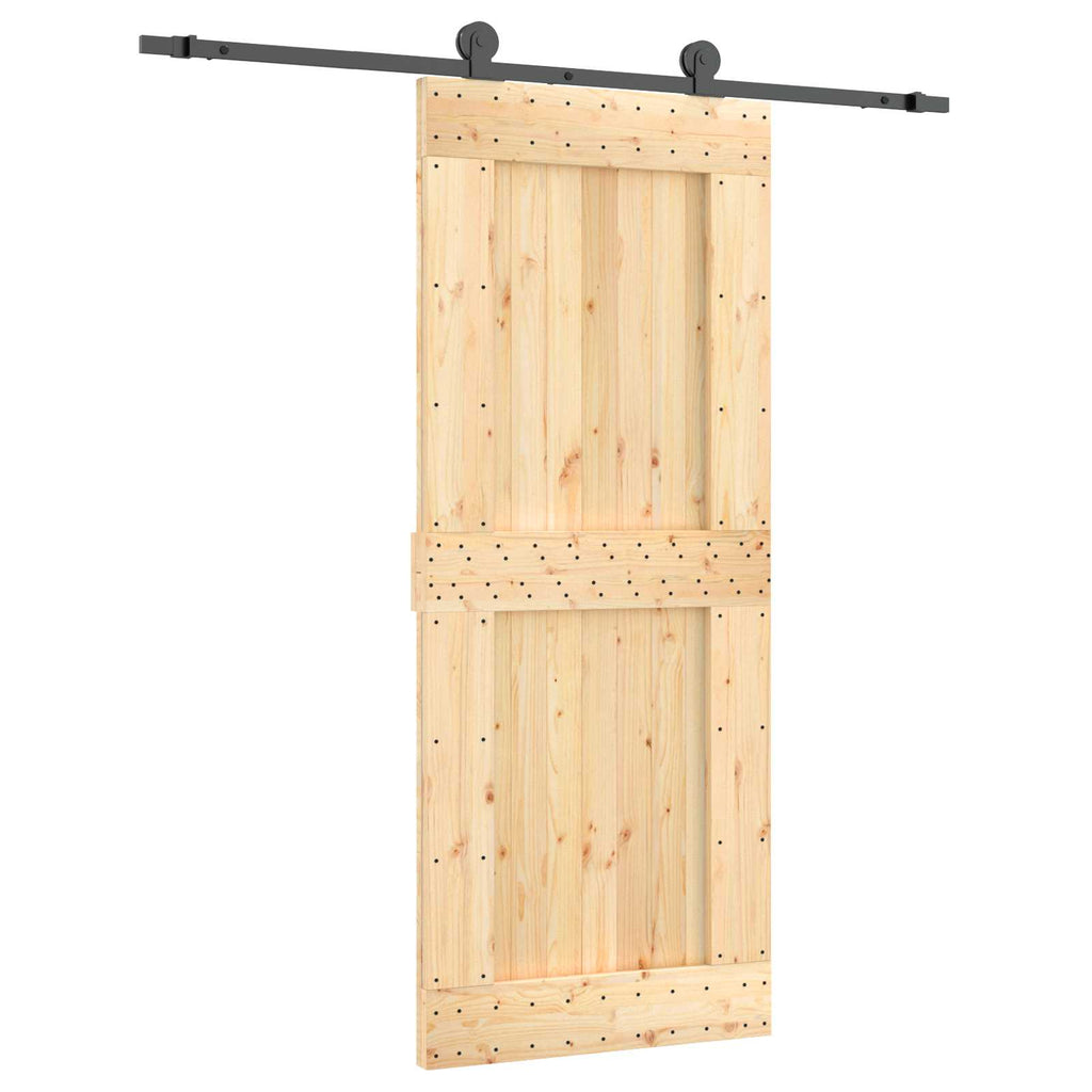 vidaXL Drzwi przesuwne Naturalny i czarny 85 x 210 cm