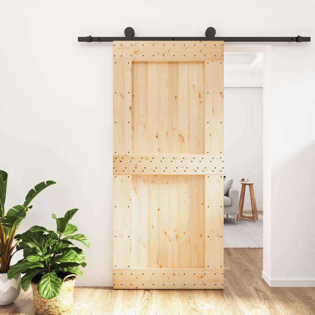 vidaXL Drzwi przesuwne Naturalny i czarny 95 x 210 cm