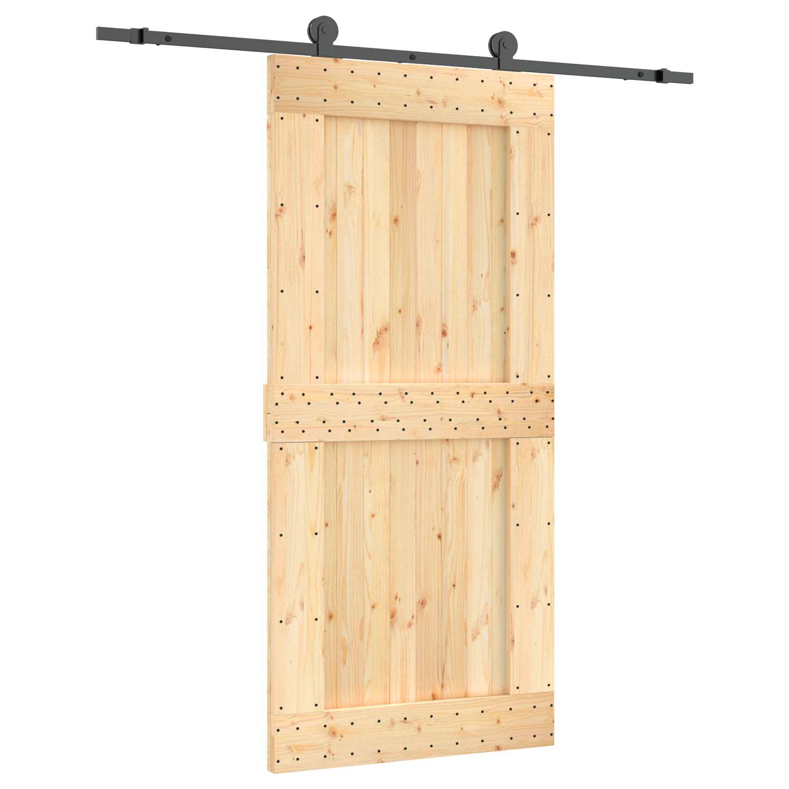 vidaXL Drzwi przesuwne Naturalny i czarny 95 x 210 cm