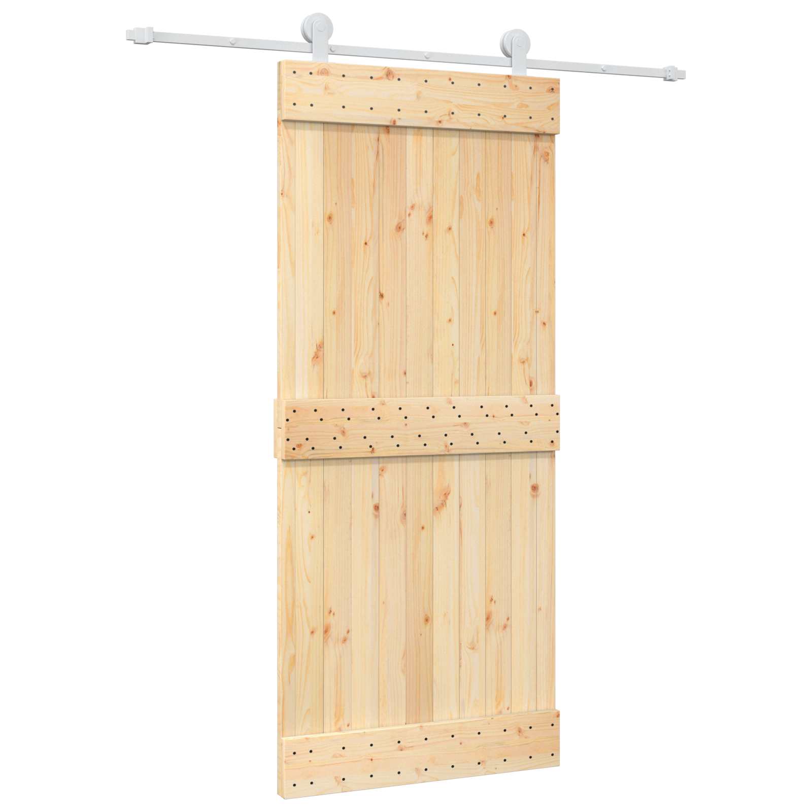 vidaXL Drzwi przesuwne Naturalne i białe 90 x 210 cm