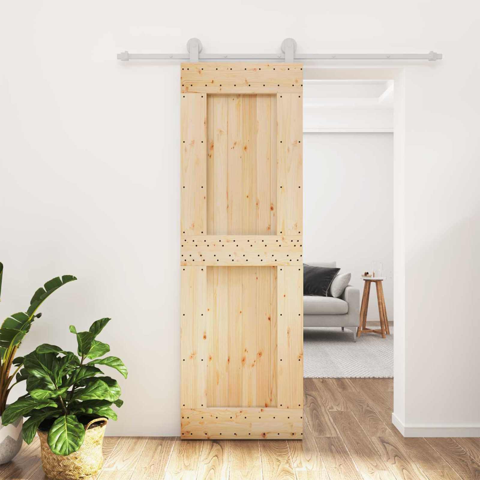vidaXL Drzwi przesuwne Naturalne i białe 70 x 210 cm