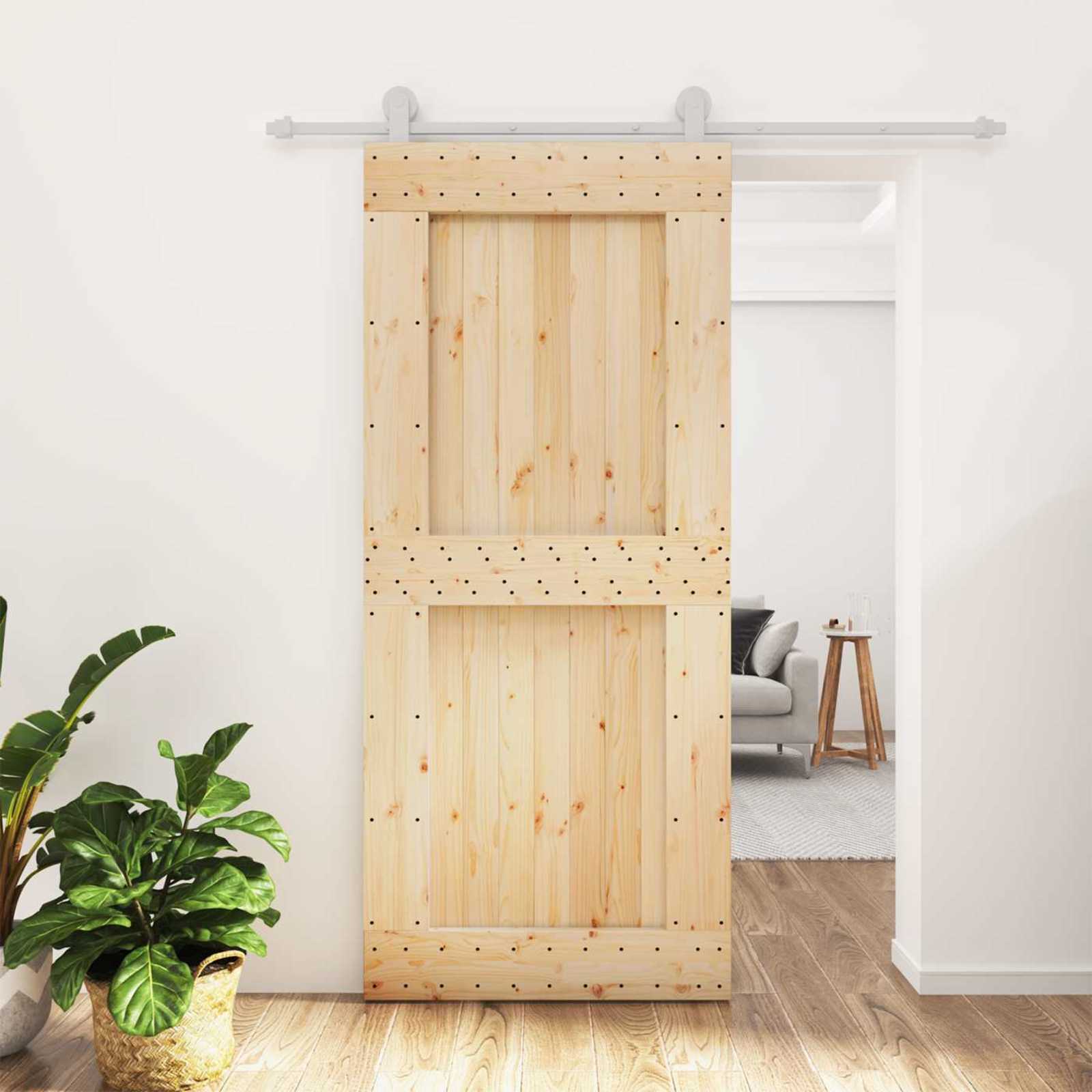 vidaXL Drzwi przesuwne Naturalne i białe 90 x 210 cm