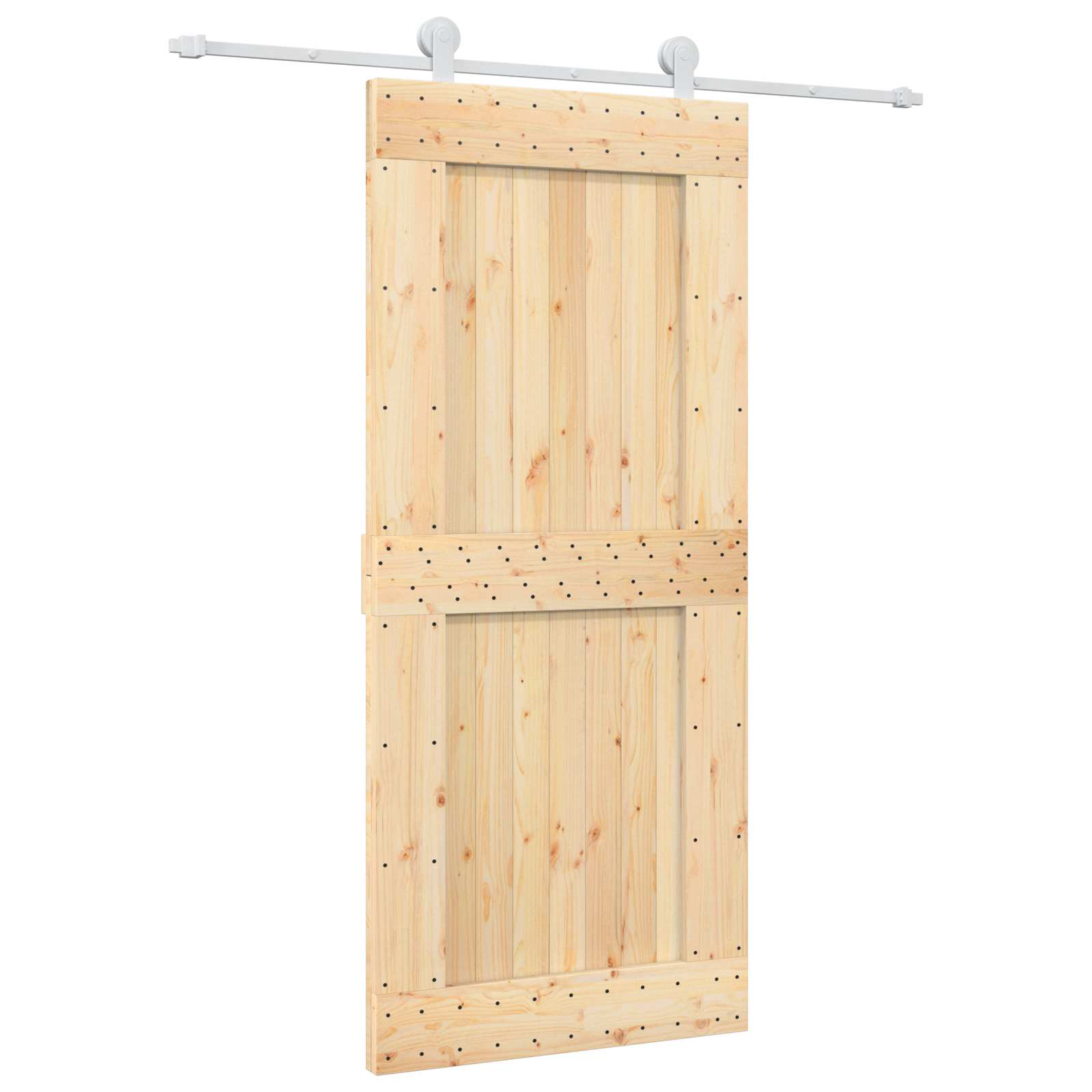 vidaXL Drzwi przesuwne Naturalne i białe 90 x 210 cm