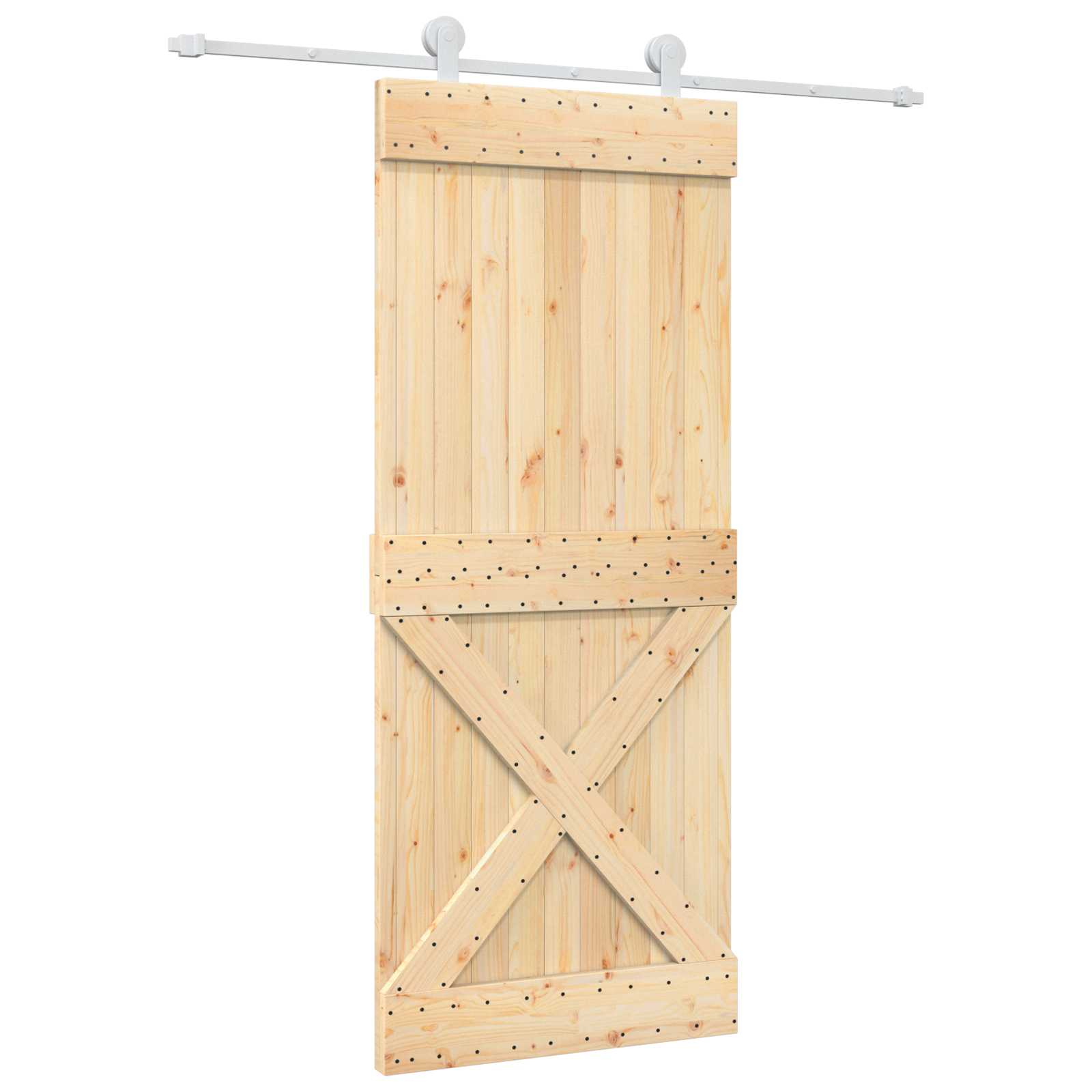 vidaXL Drzwi przesuwne Naturalne i białe 85 x 210 cm
