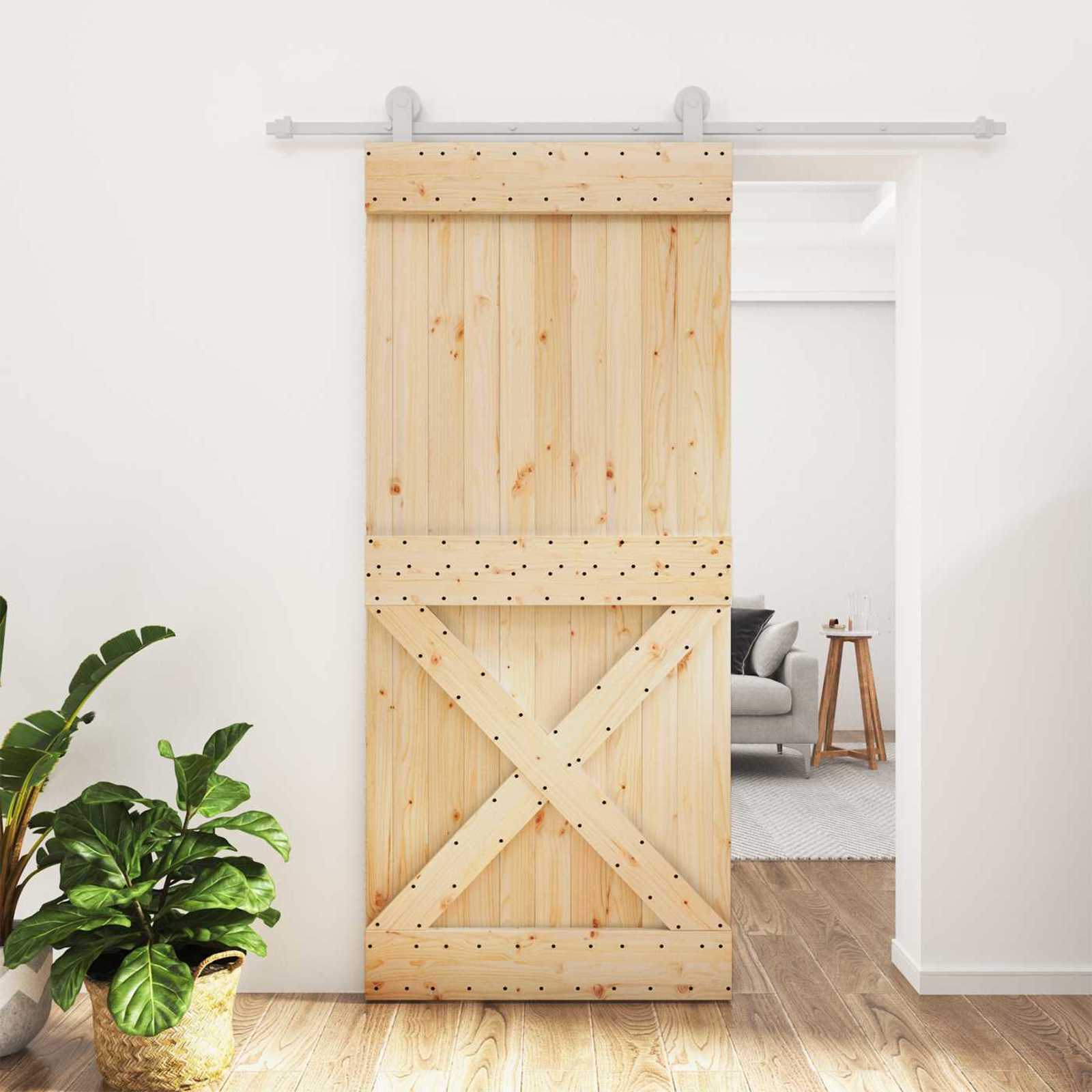 vidaXL Drzwi przesuwne Naturalne i białe 90 x 210 cm