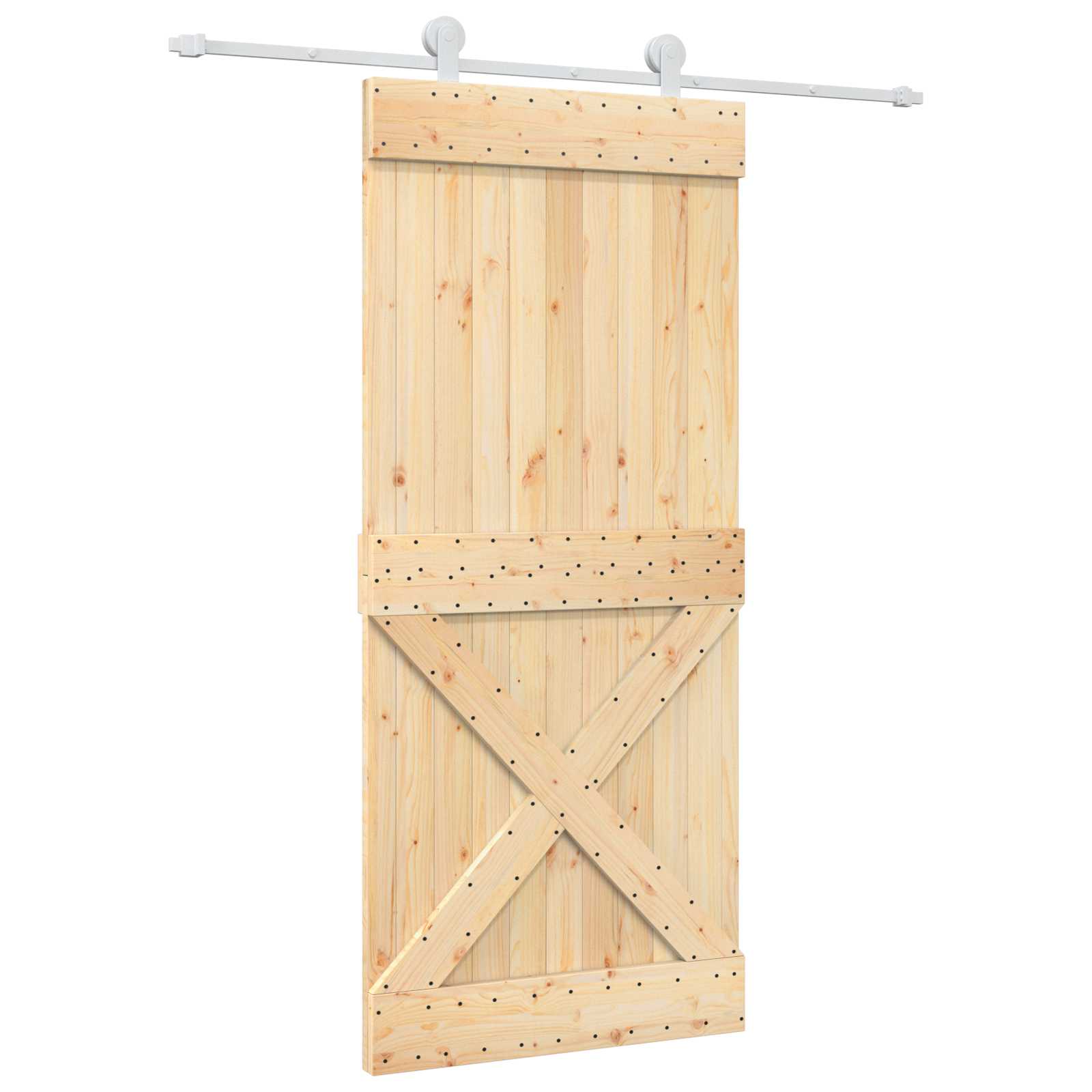 vidaXL Drzwi przesuwne Naturalne i białe 90 x 210 cm