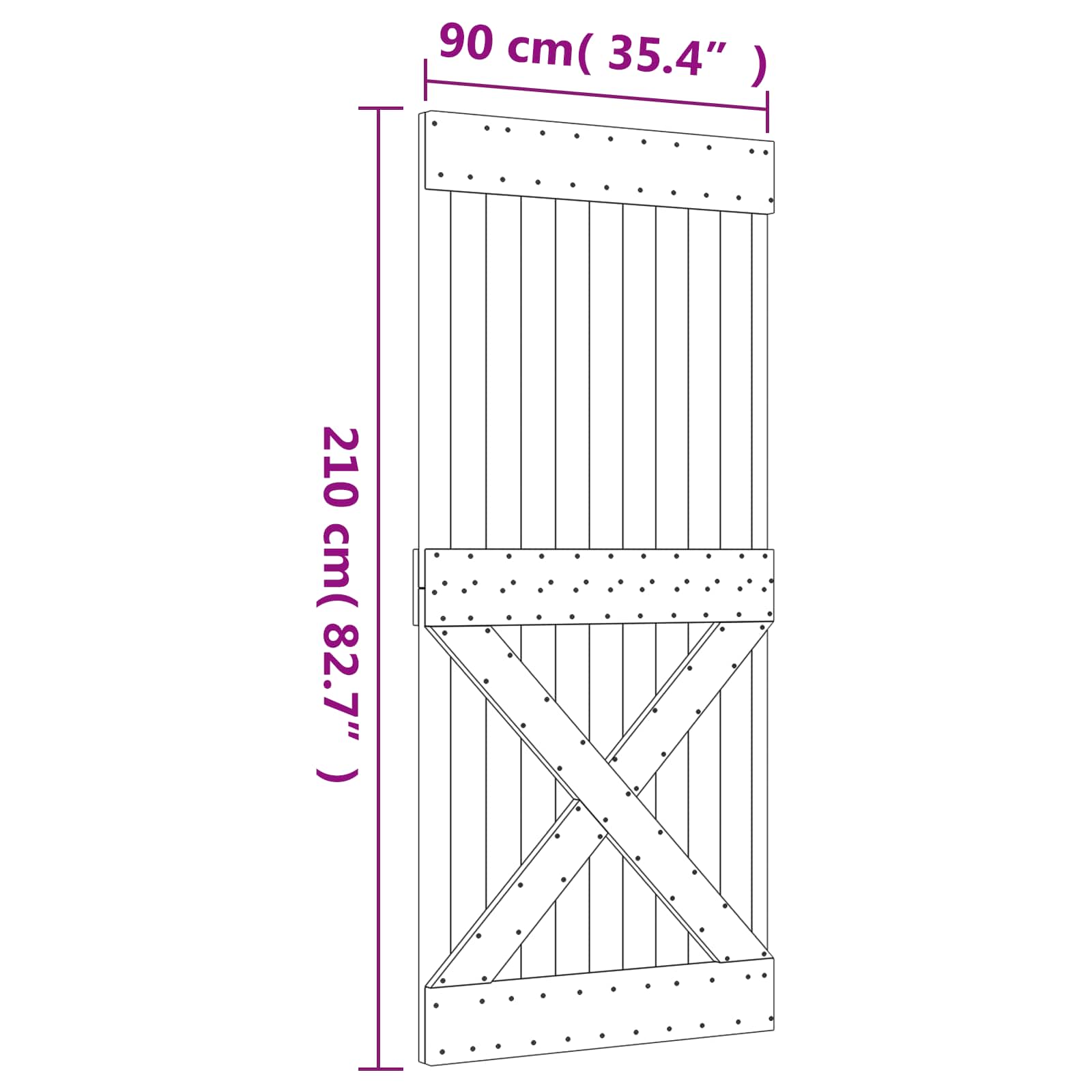vidaXL Drzwi przesuwne Naturalne i białe 90 x 210 cm