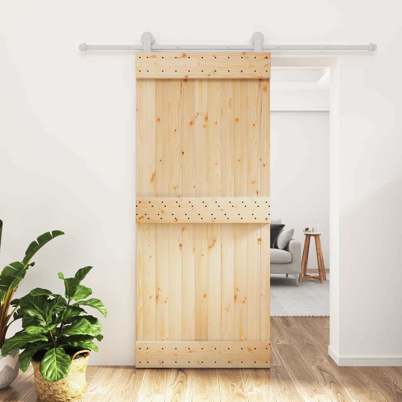 vidaXL Drzwi przesuwne Naturalne i białe 90 x 210 cm