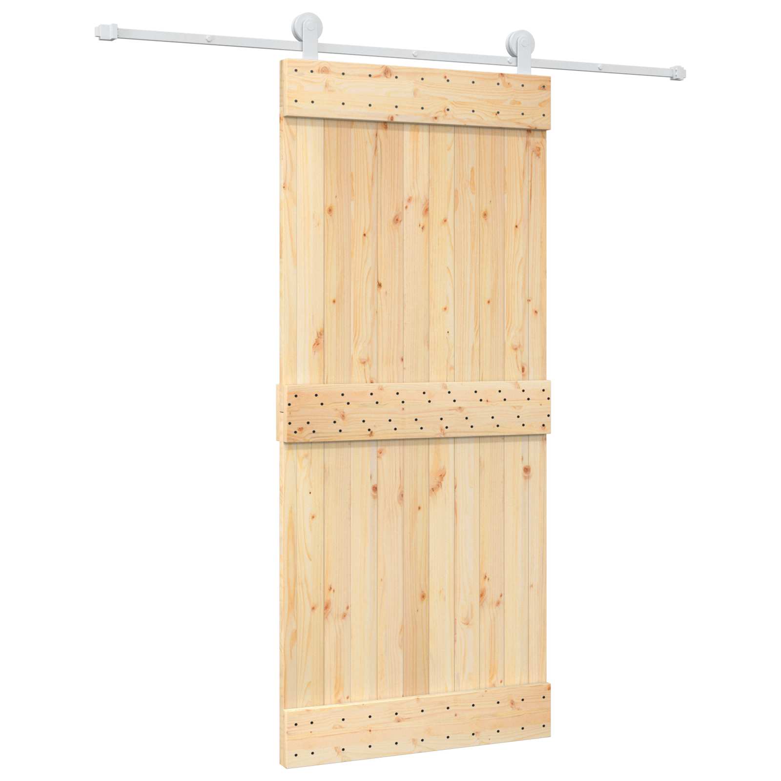 vidaXL Drzwi przesuwne Naturalne i białe 90 x 210 cm