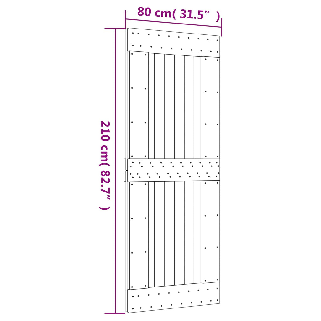 vidaXL Drzwi przesuwne Naturalne i białe 80 x 210 cm