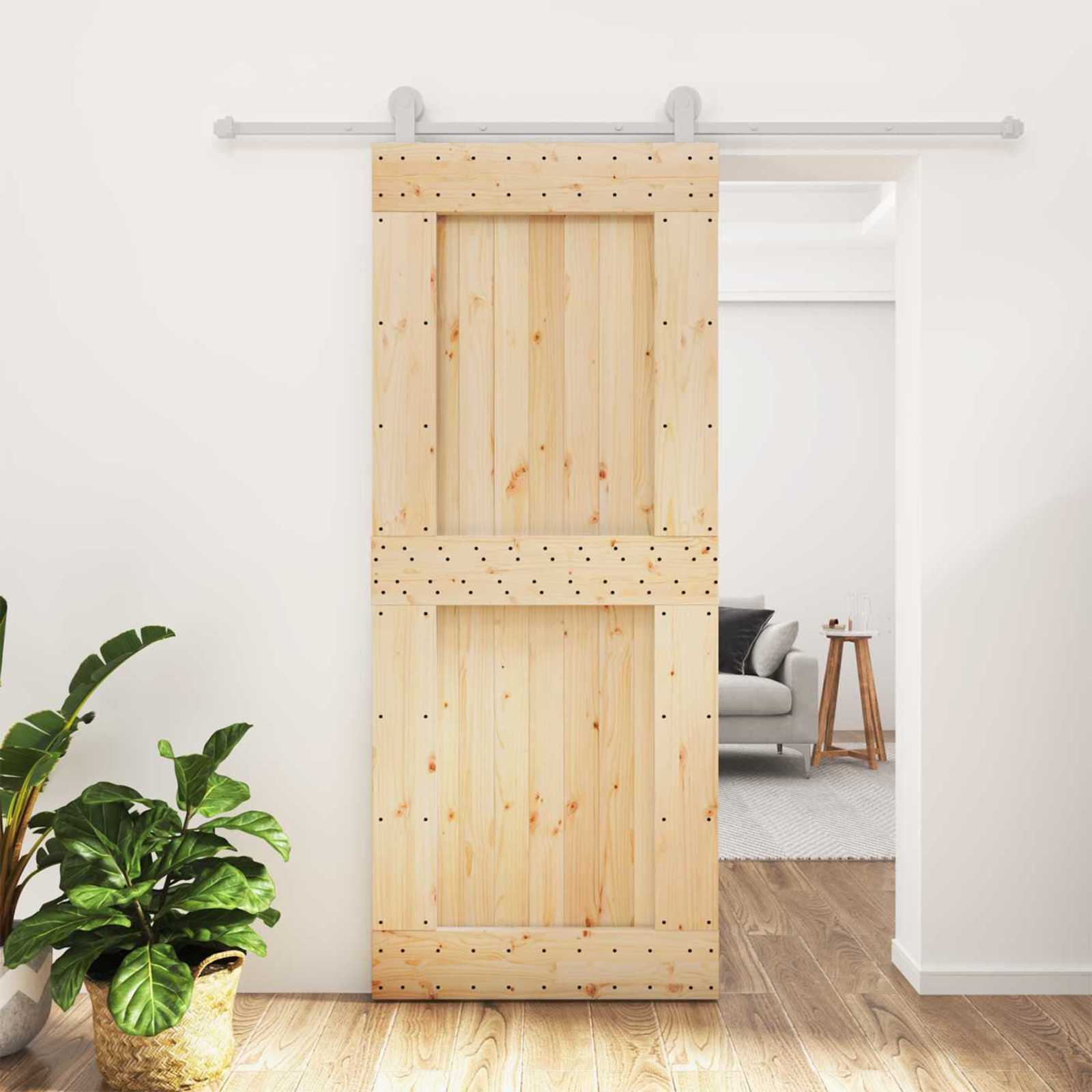vidaXL Drzwi przesuwne Naturalne i białe 85 x 210 cm