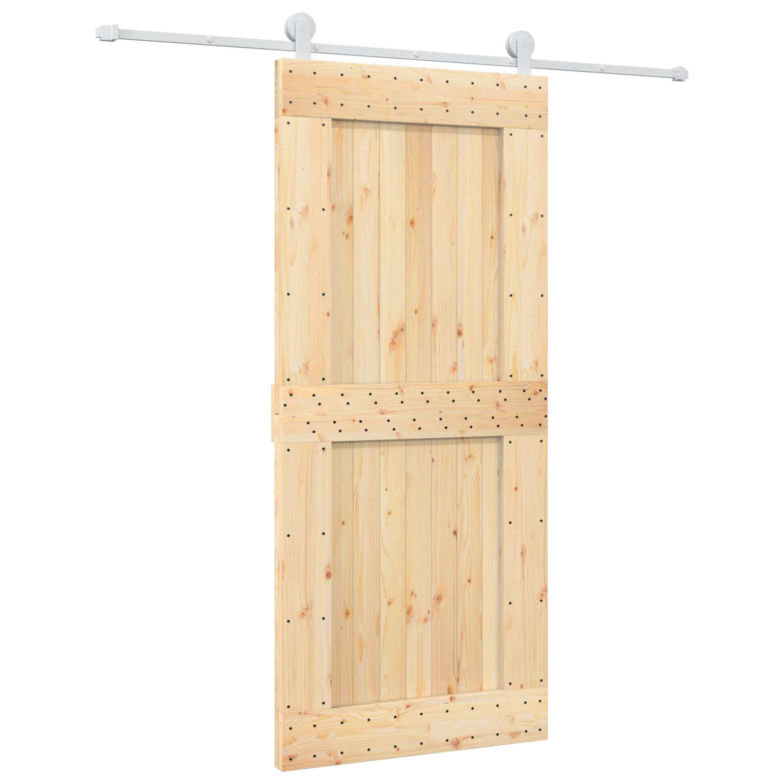 vidaXL Drzwi przesuwne Naturalne i białe 90 x 210 cm