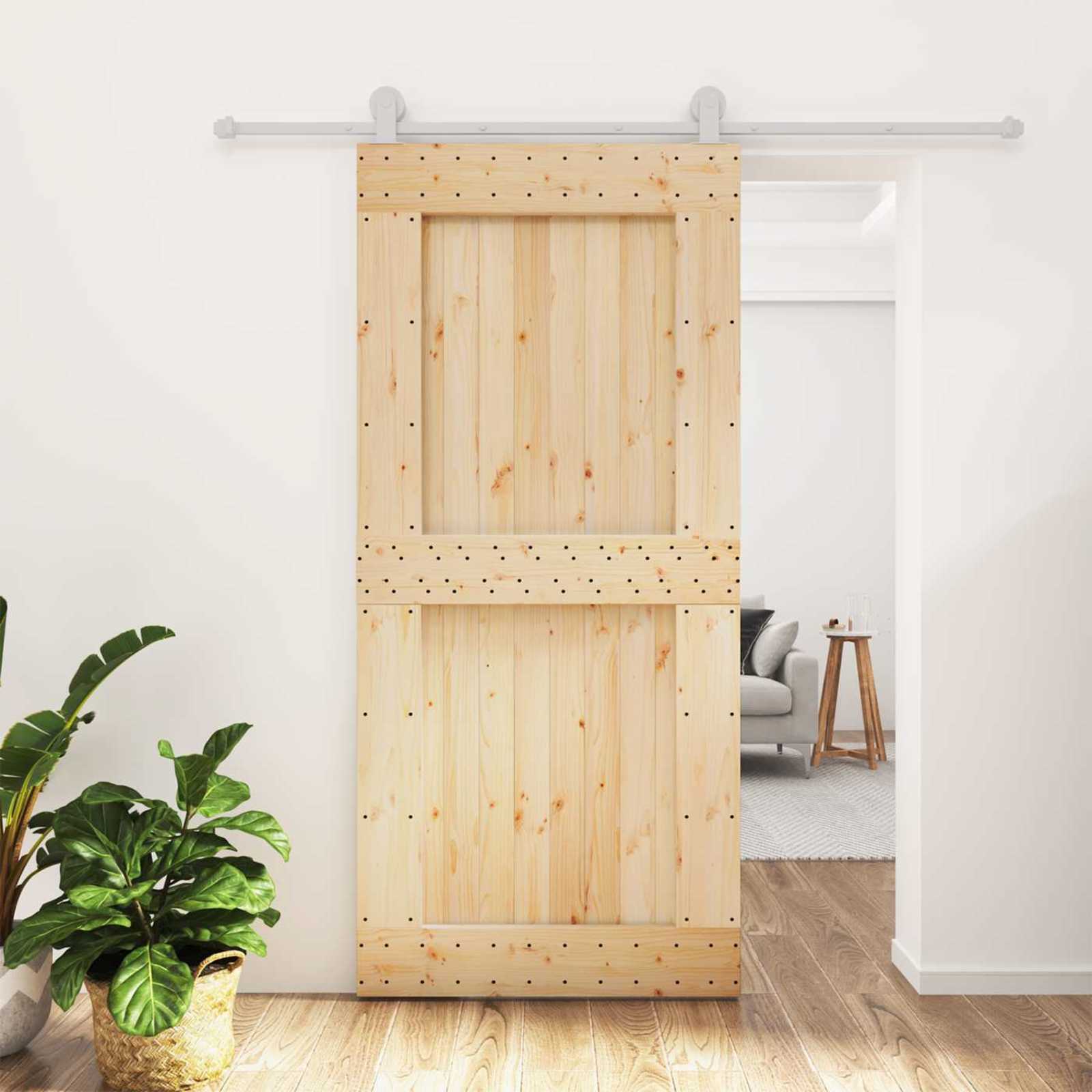 vidaXL Drzwi przesuwne Naturalne i białe 95 x 210 cm
