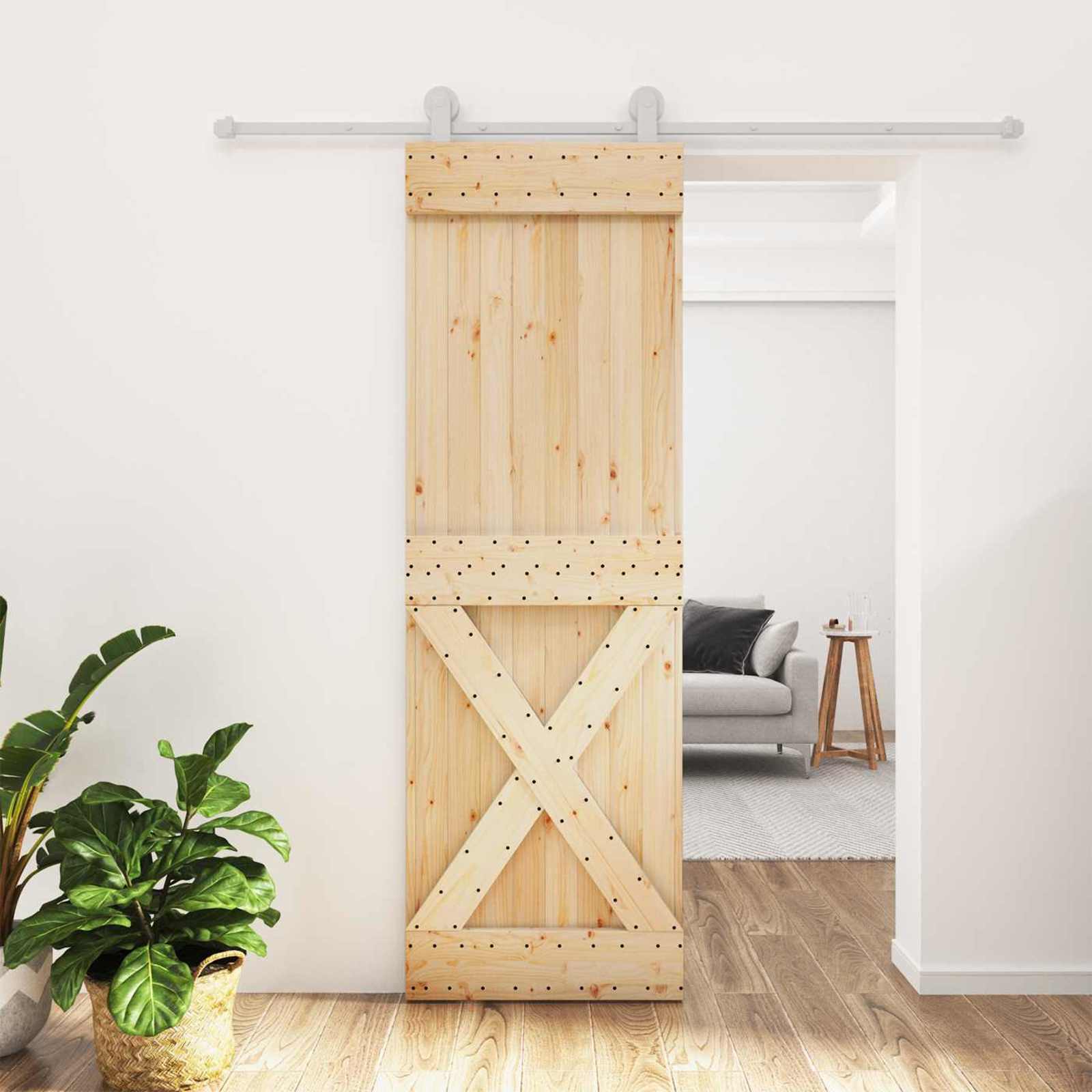 vidaXL Drzwi przesuwne Naturalne i białe 70 x 210 cm