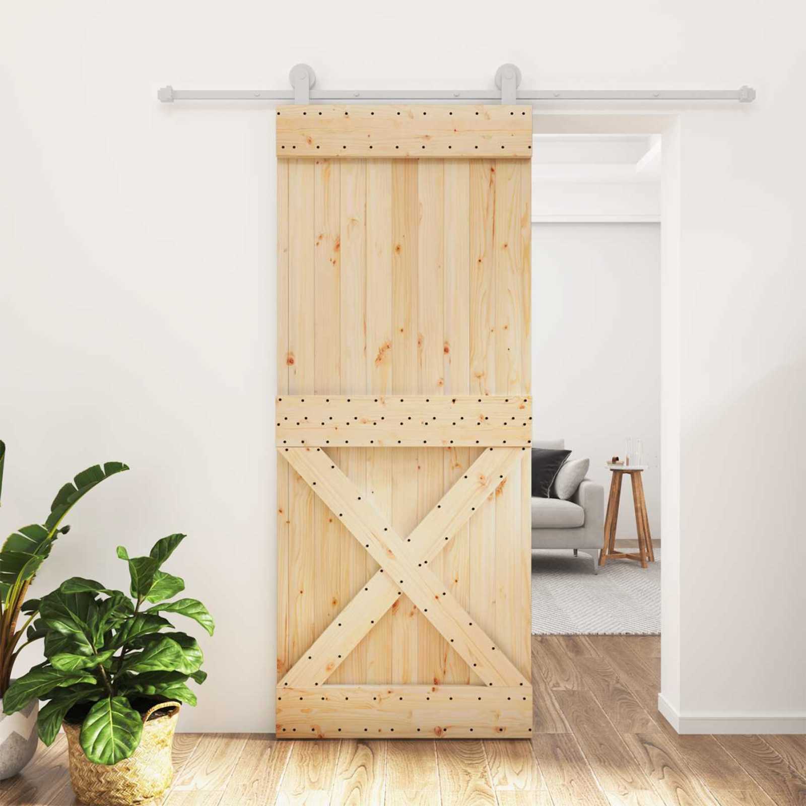 vidaXL Drzwi przesuwne Naturalne i białe 85 x 210 cm