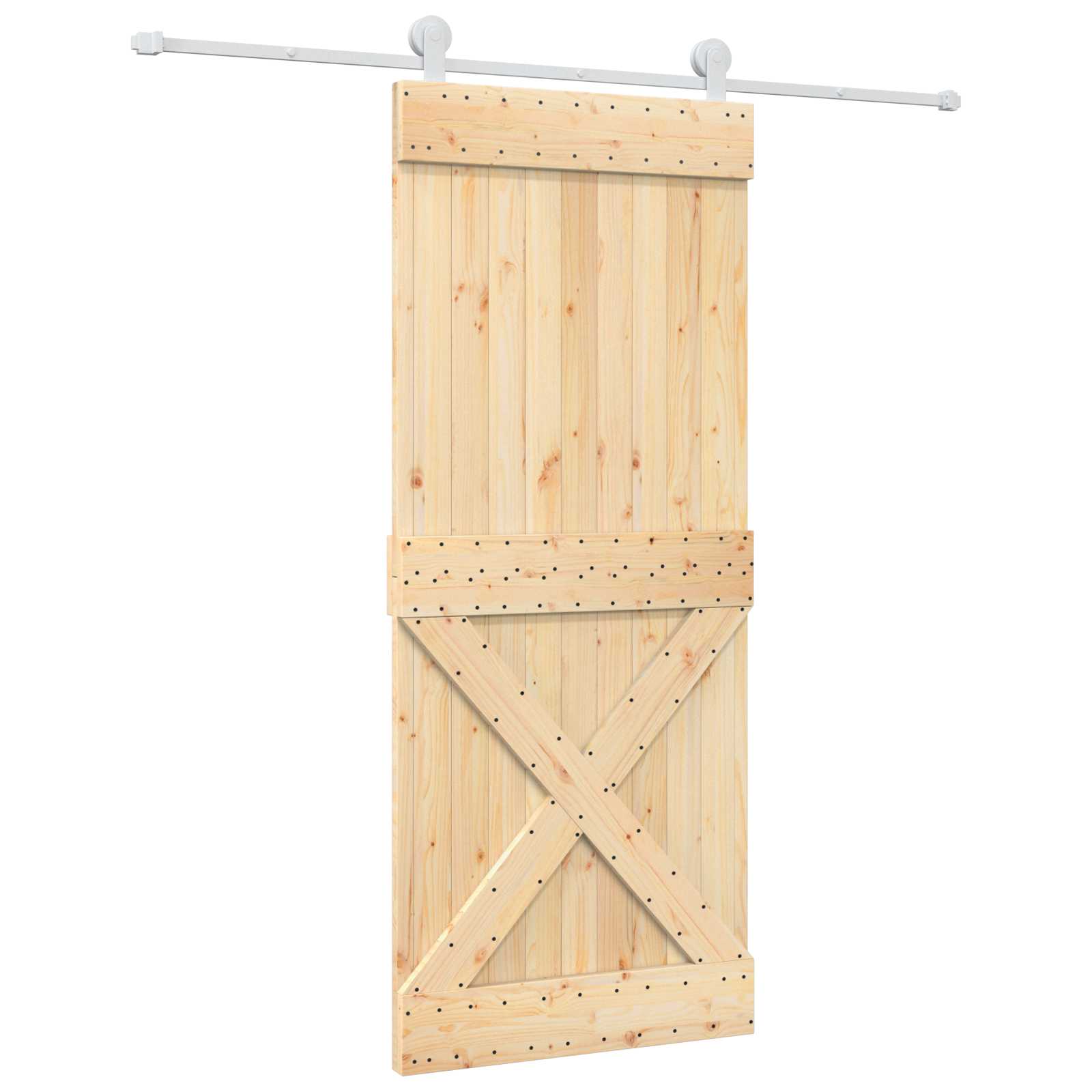 vidaXL Drzwi przesuwne Naturalne i białe 85 x 210 cm