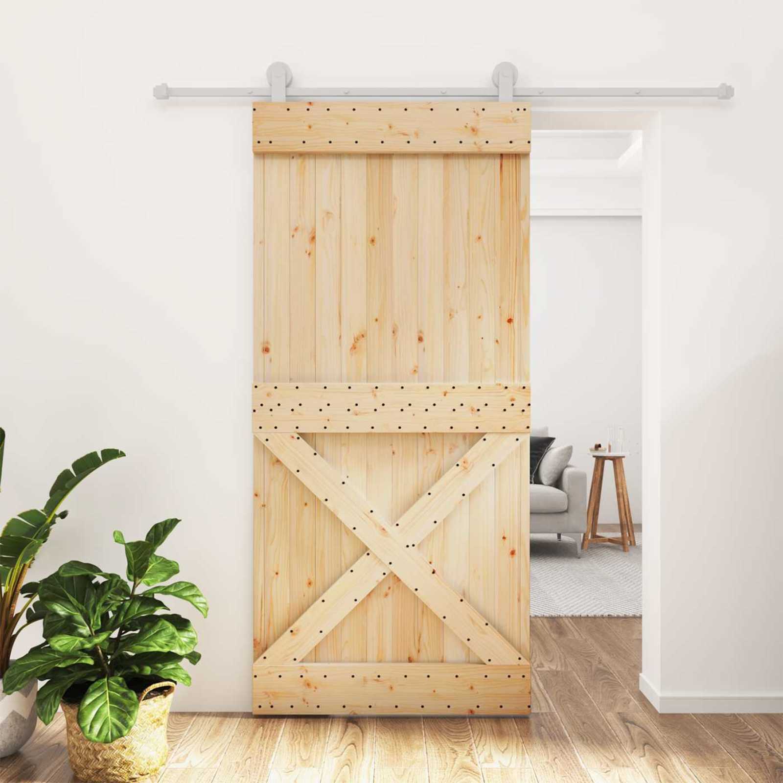 vidaXL Drzwi przesuwne Naturalne i białe 95 x 210 cm