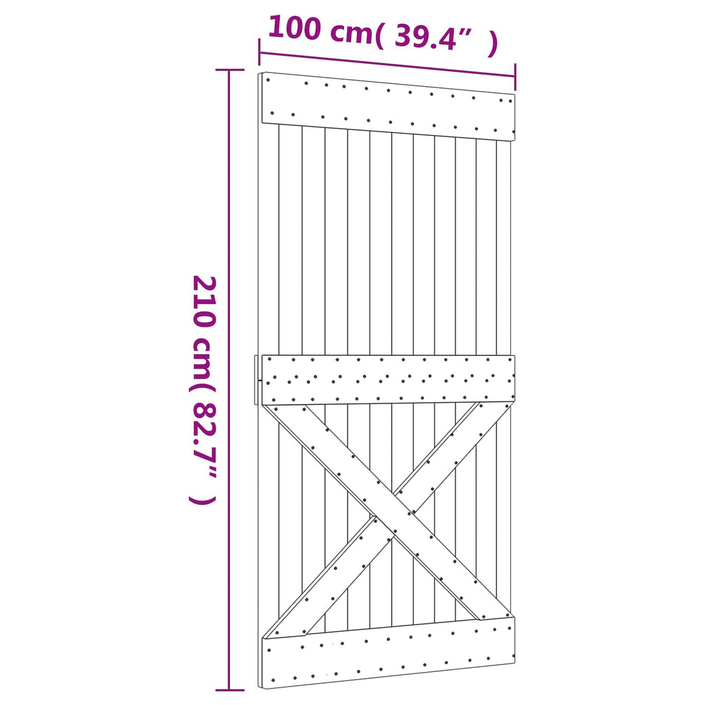 vidaXL Drzwi przesuwne Naturalne i białe 100 x 210 cm