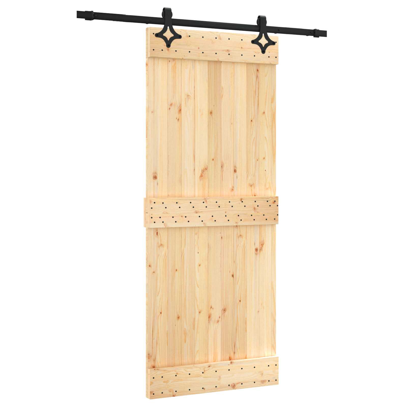 vidaXL Drzwi przesuwne Naturalny i czarny 85 x 210 cm