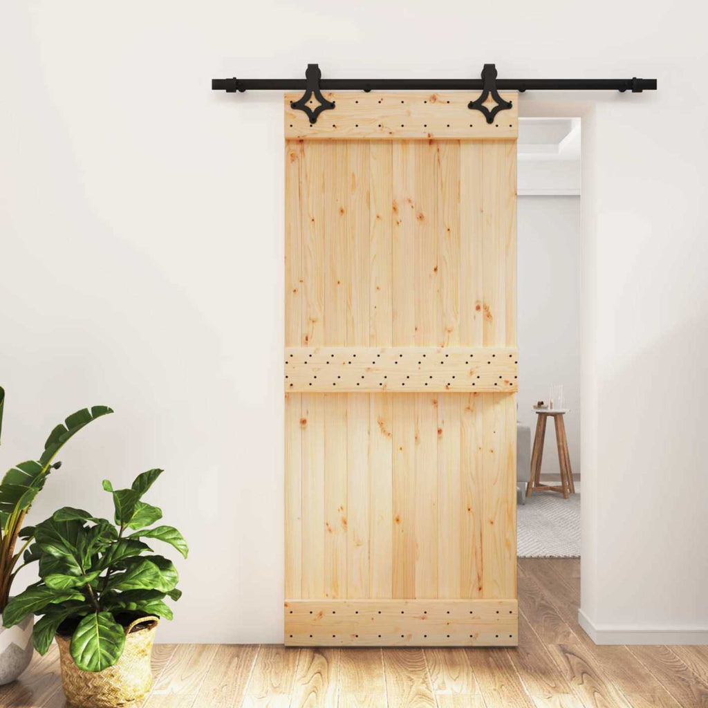 vidaXL Drzwi przesuwne Naturalny i czarny 90 x 210 cm