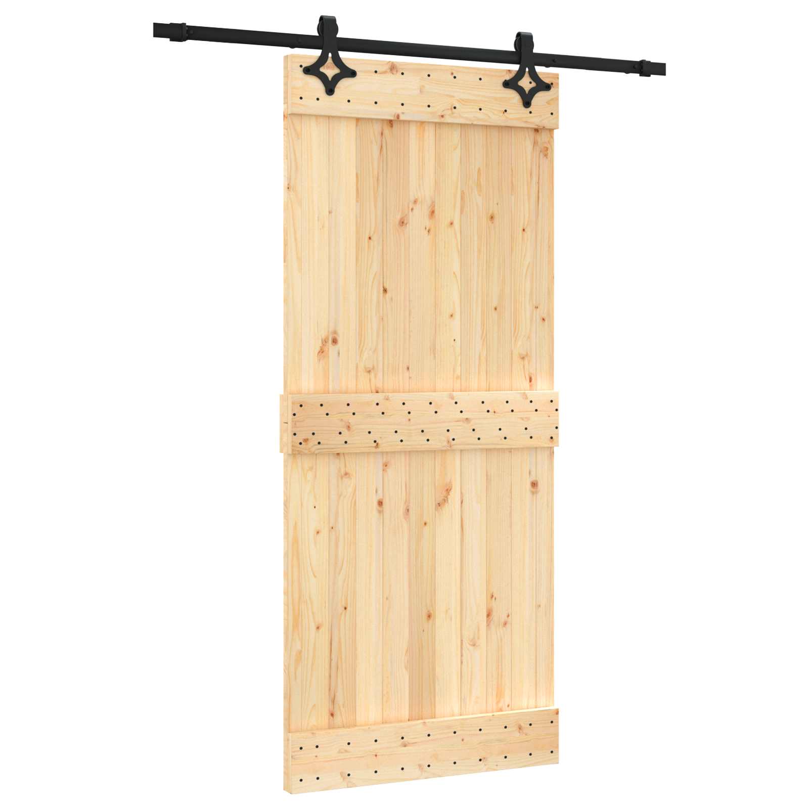 vidaXL Drzwi przesuwne Naturalny i czarny 90 x 210 cm