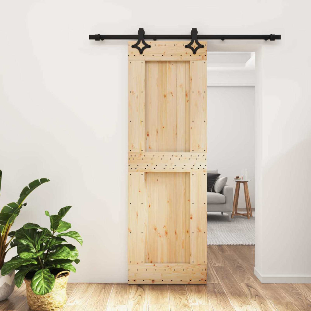 vidaXL Drzwi przesuwne Naturalny i czarny 70 x 210 cm