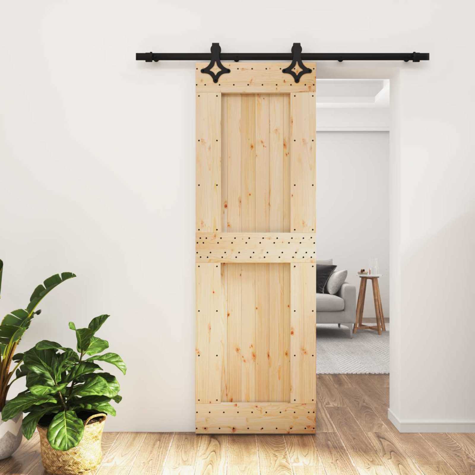 vidaXL Drzwi przesuwne Naturalny i czarny 70 x 210 cm