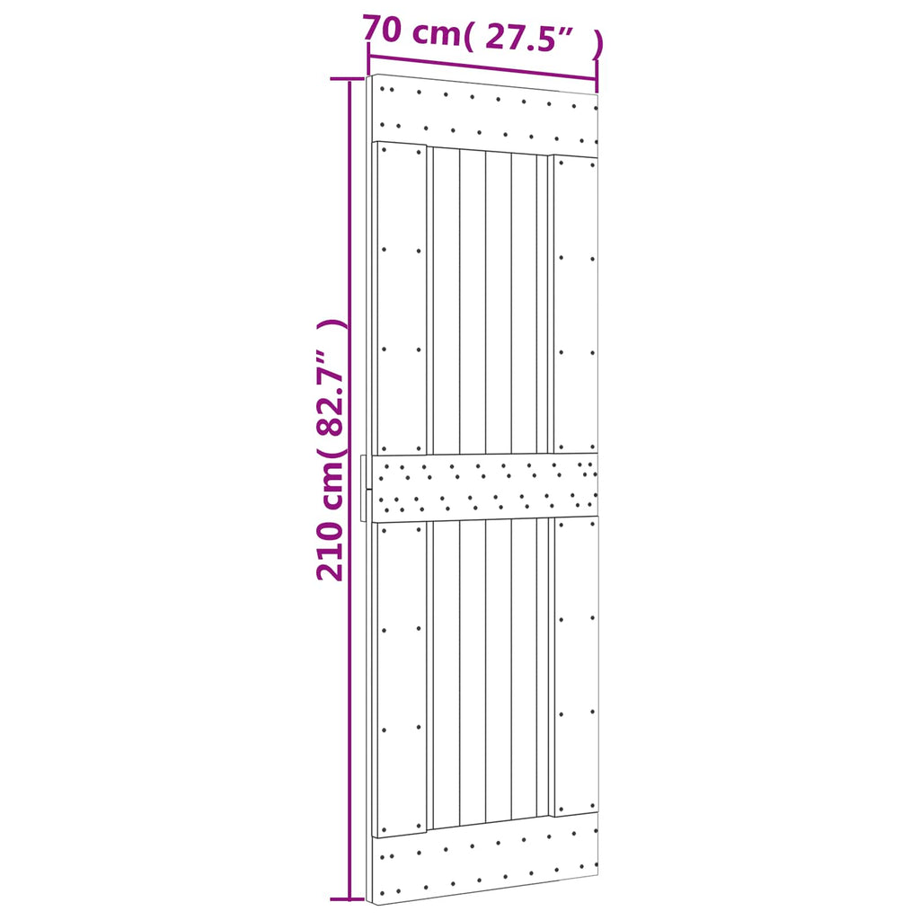 vidaXL Drzwi przesuwne Naturalny i czarny 70 x 210 cm