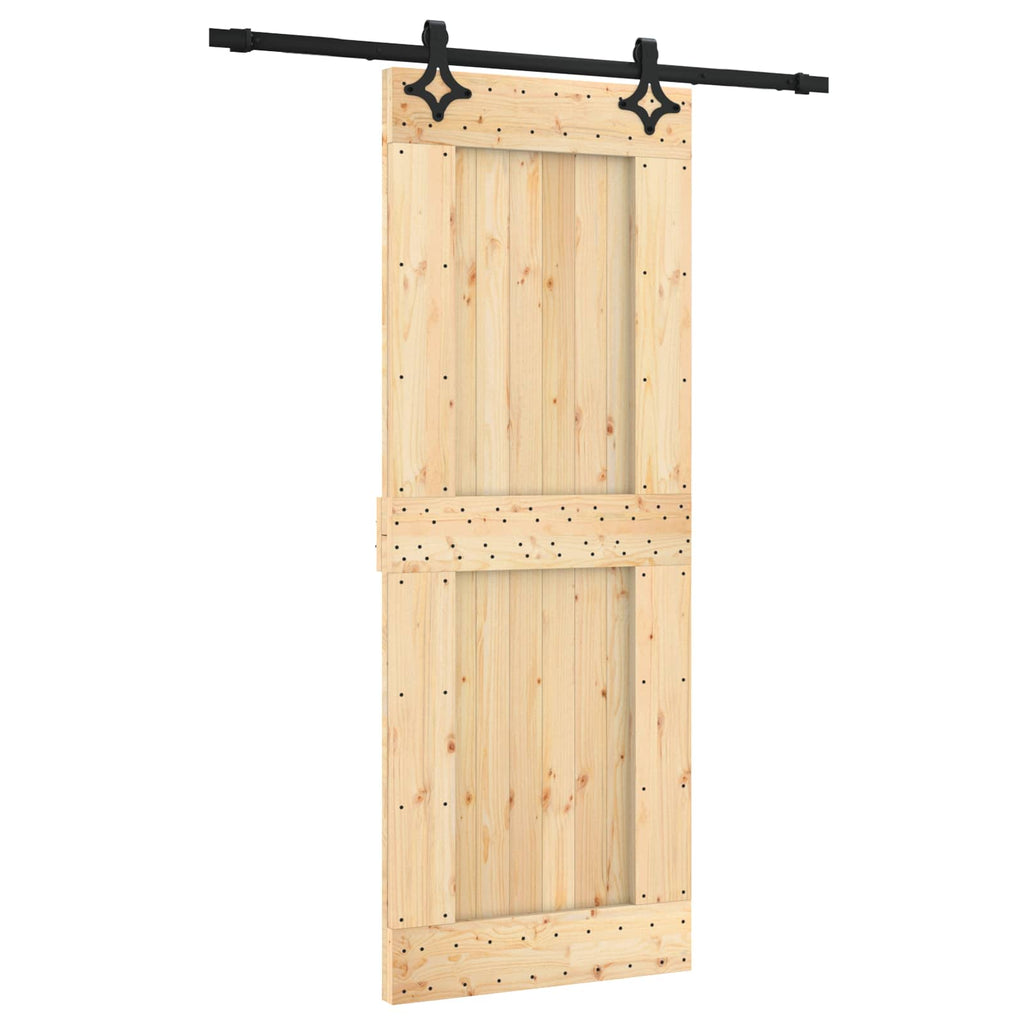 vidaXL Drzwi przesuwne Naturalny i czarny 80 x 210 cm