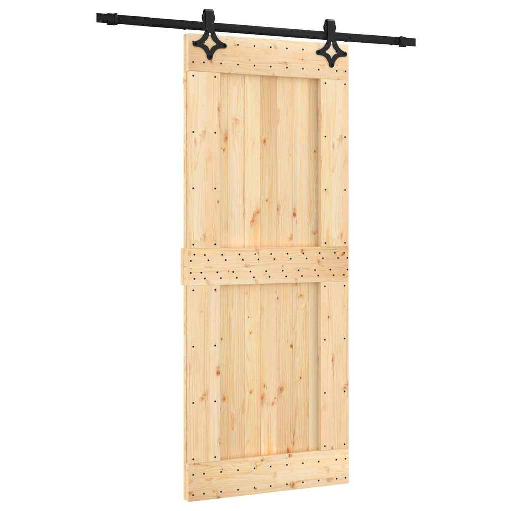 vidaXL Drzwi przesuwne Naturalny i czarny 85 x 210 cm