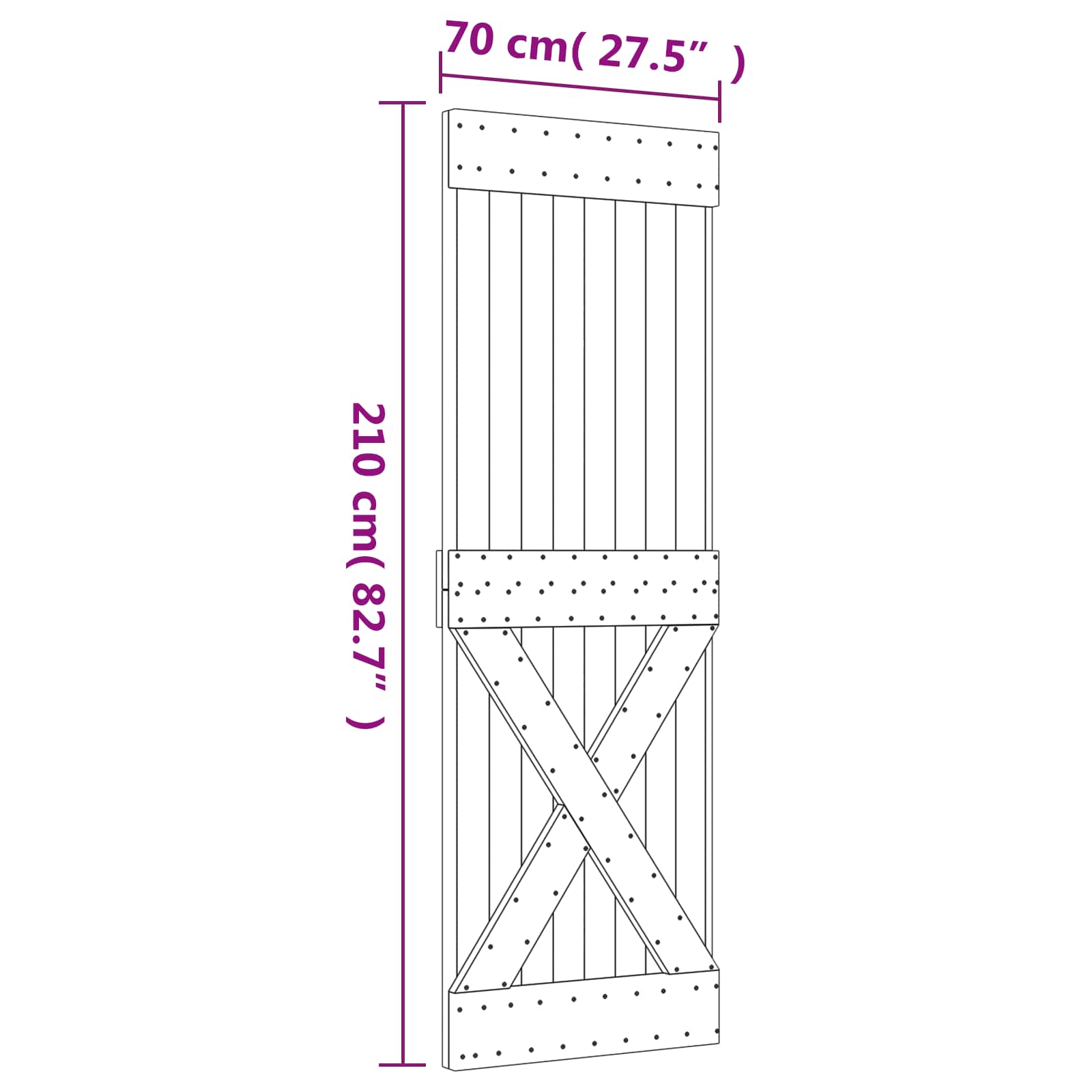 vidaXL Drzwi przesuwne Naturalny i czarny 70 x 210 cm
