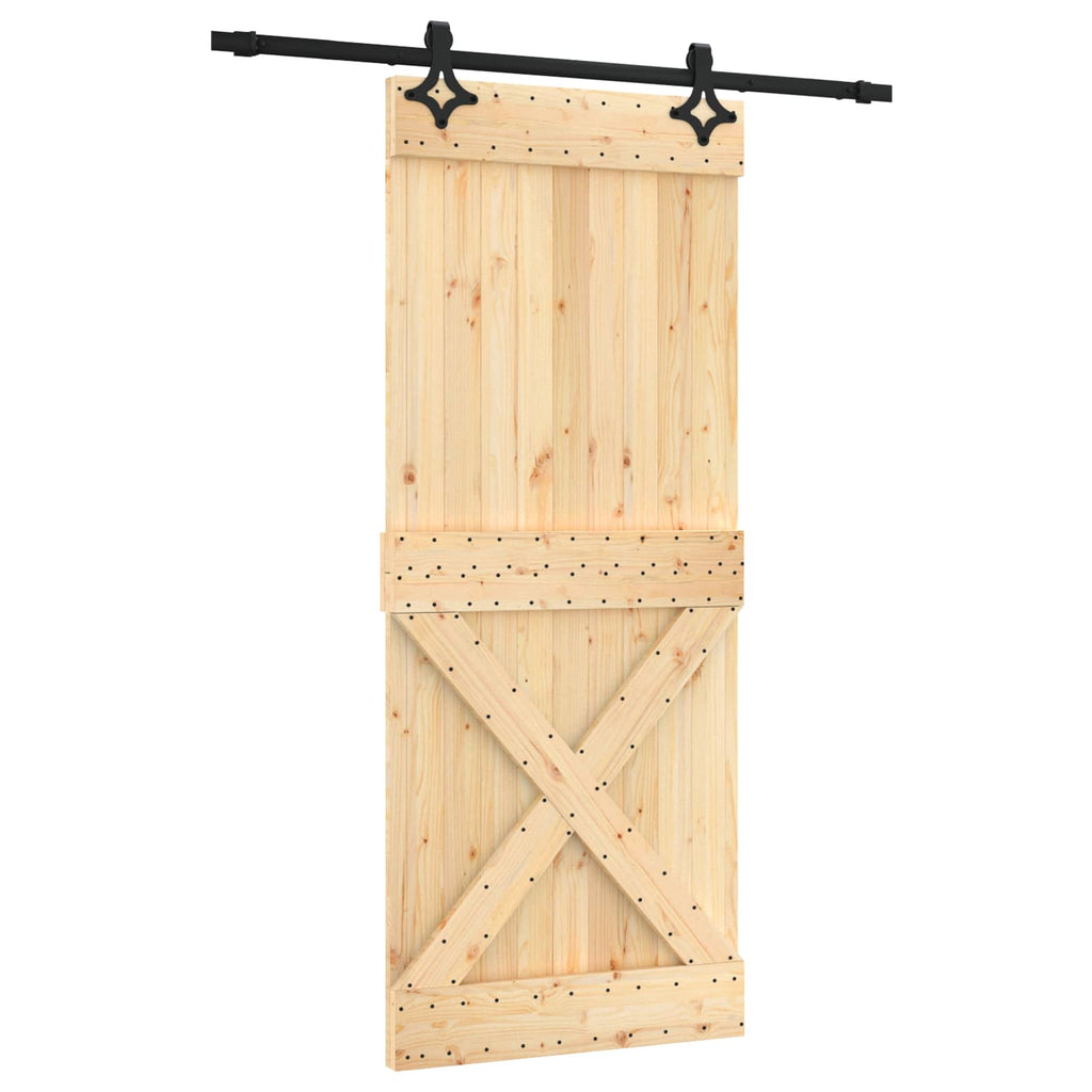 vidaXL Drzwi przesuwne Naturalny i czarny 85 x 210 cm