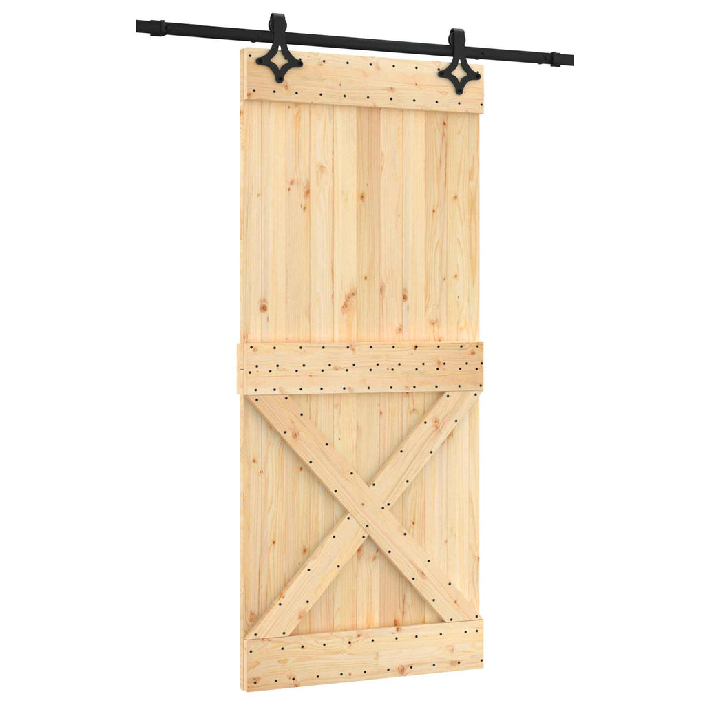 vidaXL Drzwi przesuwne Naturalny i czarny 90 x 210 cm