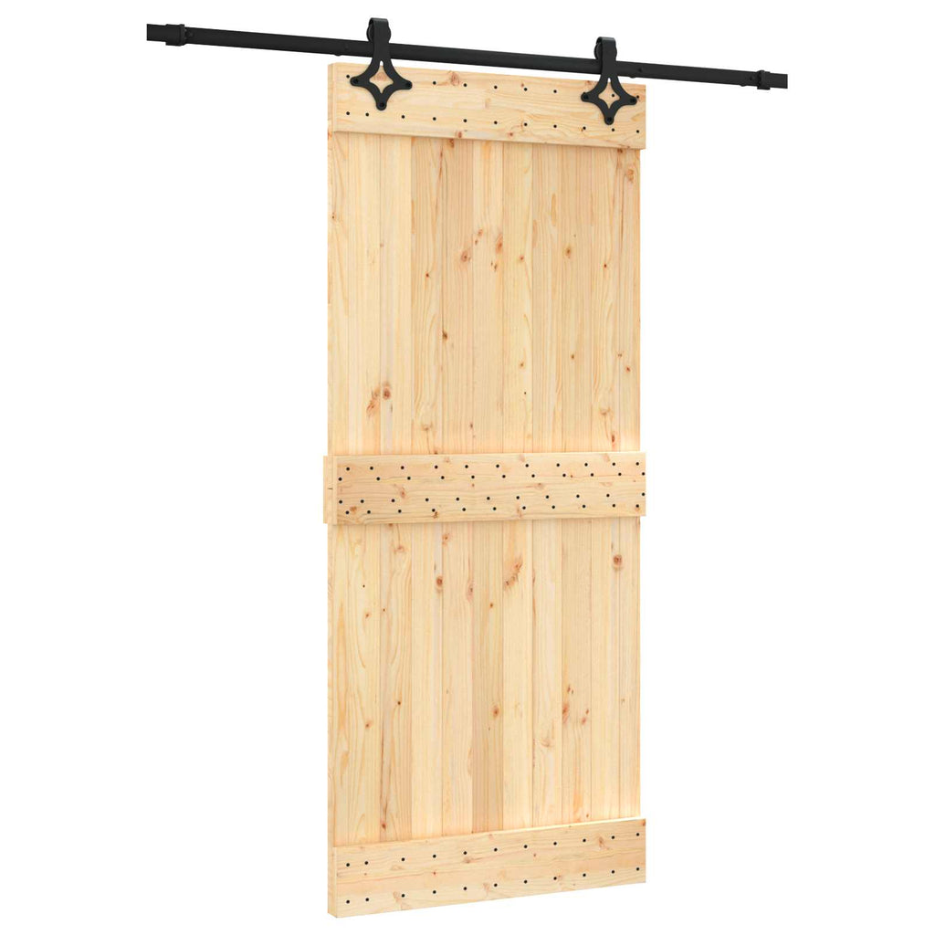 vidaXL Drzwi przesuwne Naturalny i czarny 90 x 210 cm